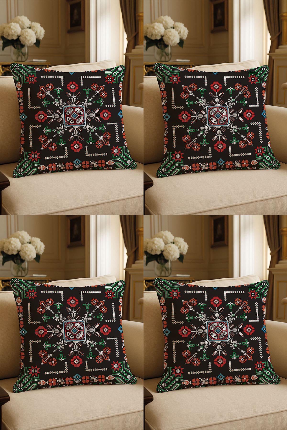 LadiesHome-Special Design Digital Printed Decorative Throw Pillow Case 43X43 cm Double Sided Set of 4 1