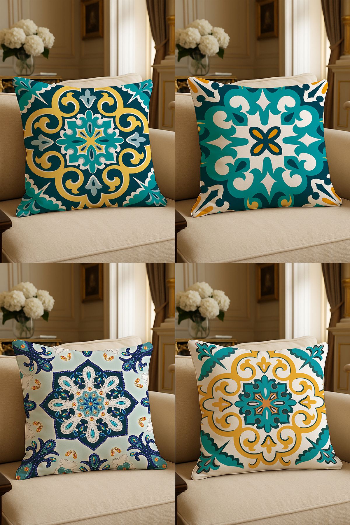 LadiesHome-Special Design Digital Printed Decorative Throw Pillow Case 43X43 cm Double Sided Set of 4 1