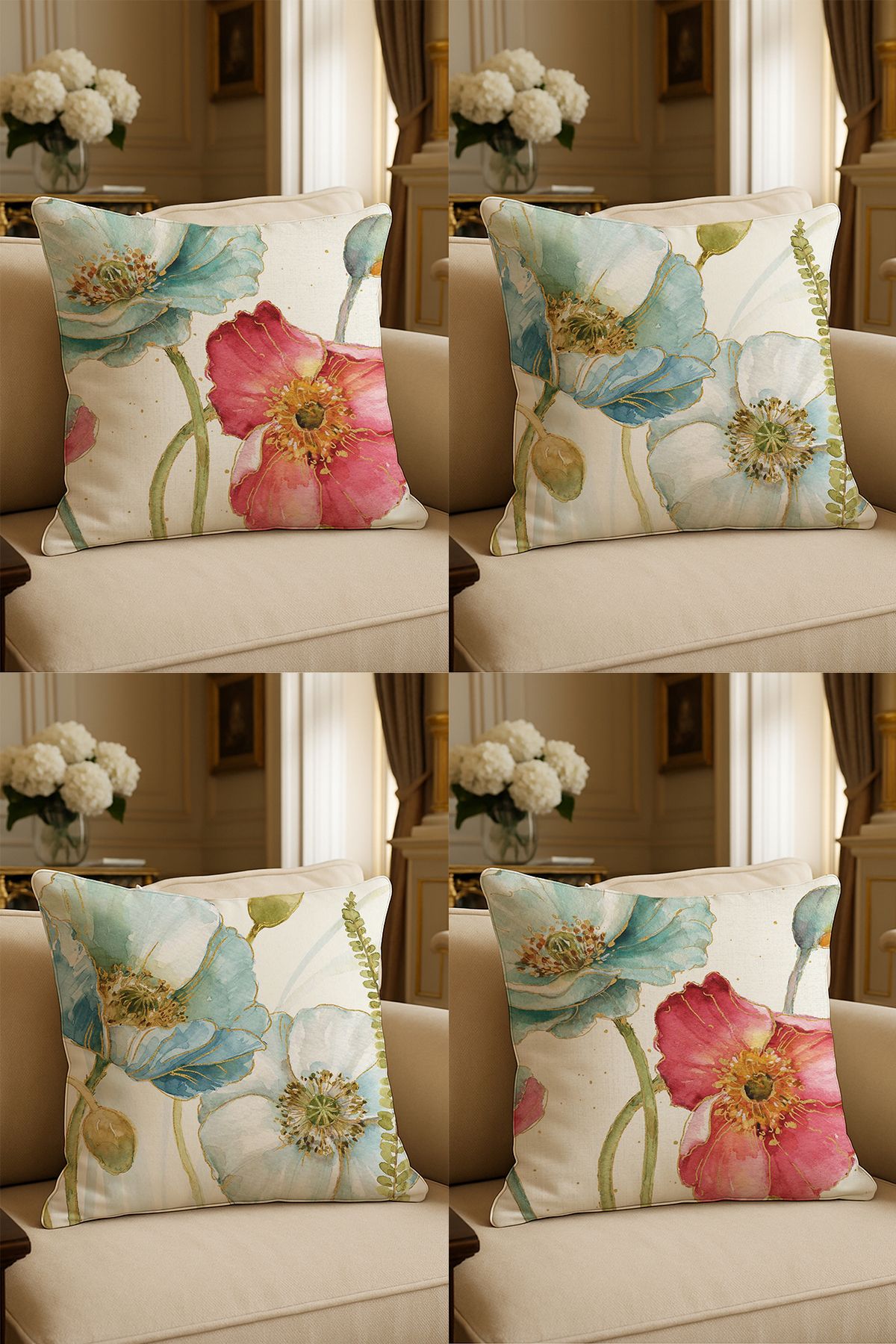 LadiesHome-Special Design Digital Printed Decorative Throw Pillow Case 43X43 cm Double Sided Set of 4 1