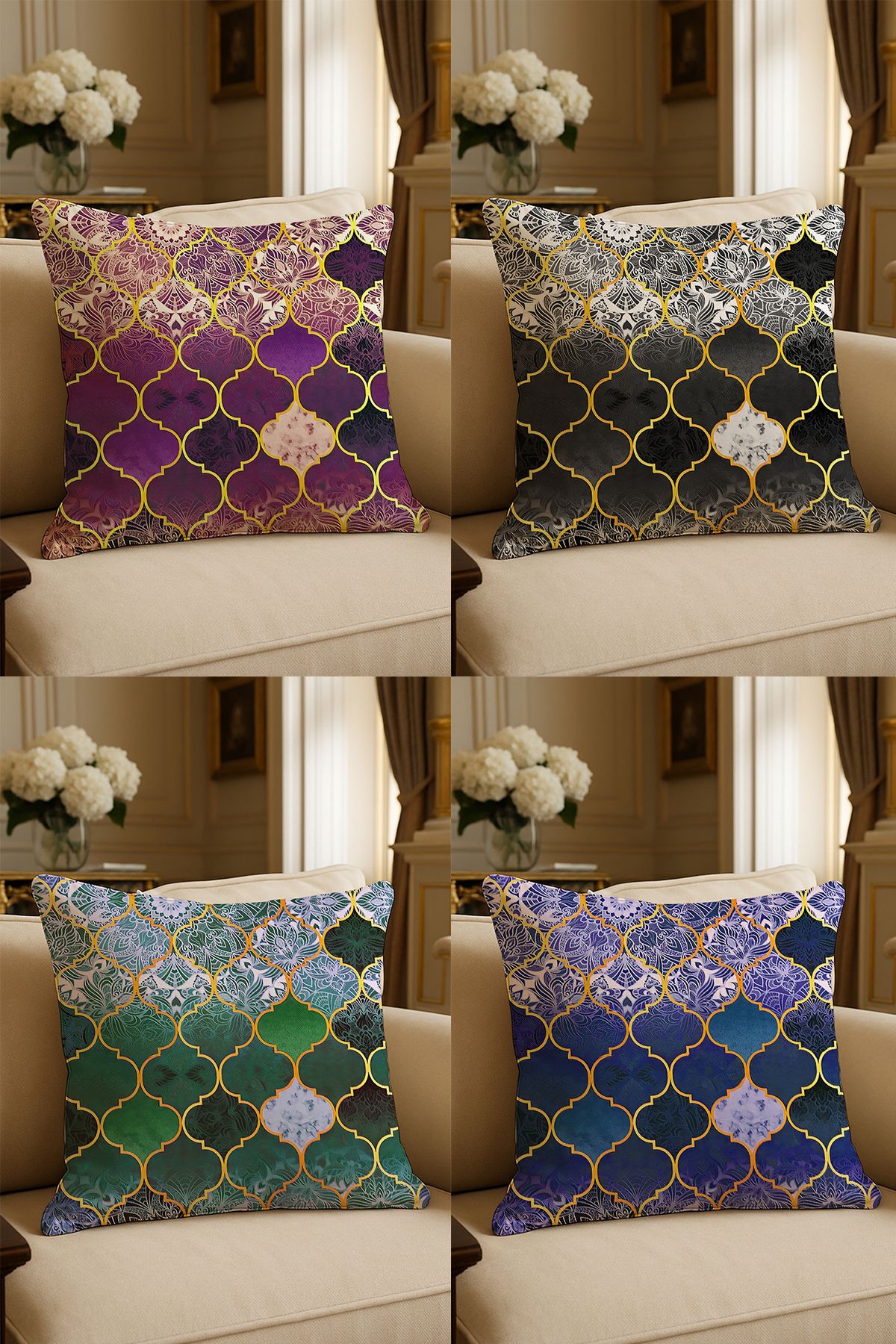 LadiesHome-Special Design Digital Printed Decorative Throw Pillow Case 43X43 cm Double Sided Set of 4 1