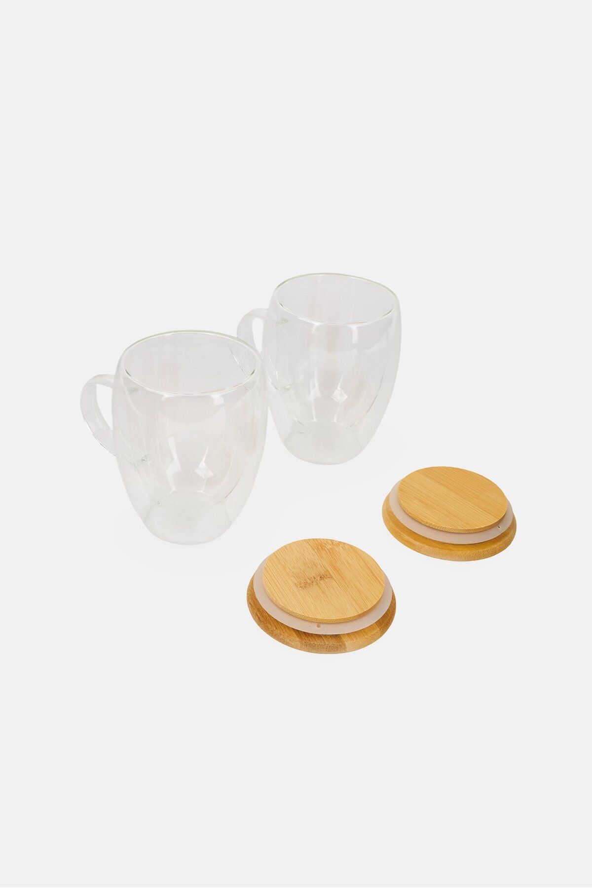 Bebe-2 Pieces Borosilicate Glass Cup With Handle And Lid 350 ml, Transparent 3