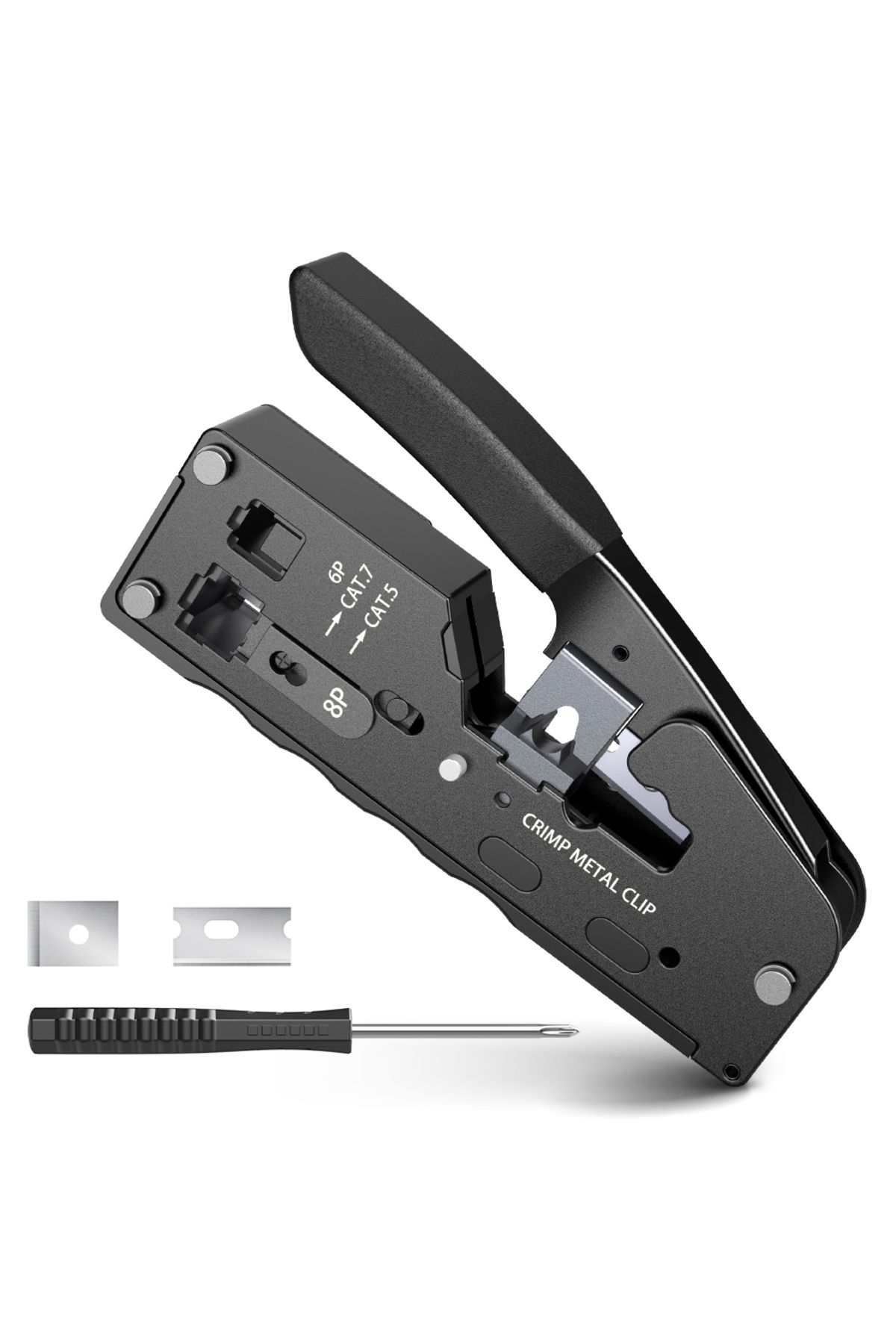 Choice-مجموعة سوداء من أدوات الضغط AMPCOM rj45 CAT7 لتمرير موصل RJ11 RJ 45 CAT6 CAT5E Mo 1