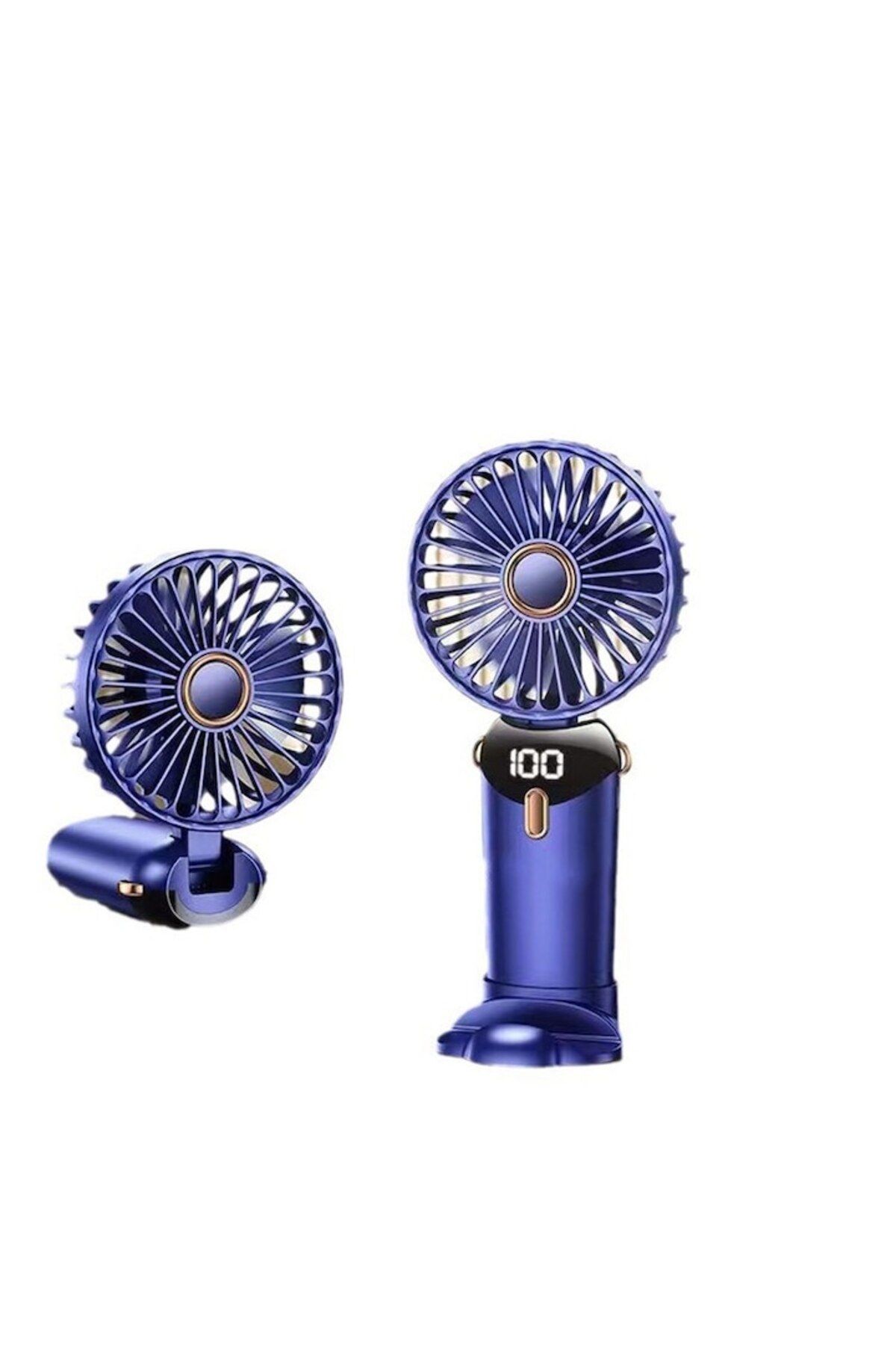OEM-Ultra Portable Fan, 3 in 1, Handheld, Desk, Neck, 5 Speed Levels, Foldable, with LCD Screen, Blue, 3 3
