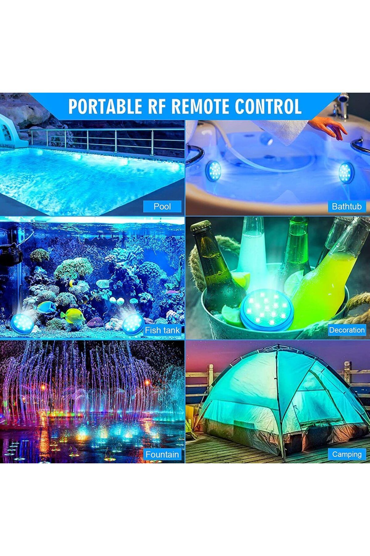 Choice-2pcs Rechargeable Underwater Submersible Pool Lights with Remote IP68 Waterproof Color Changing Led 6