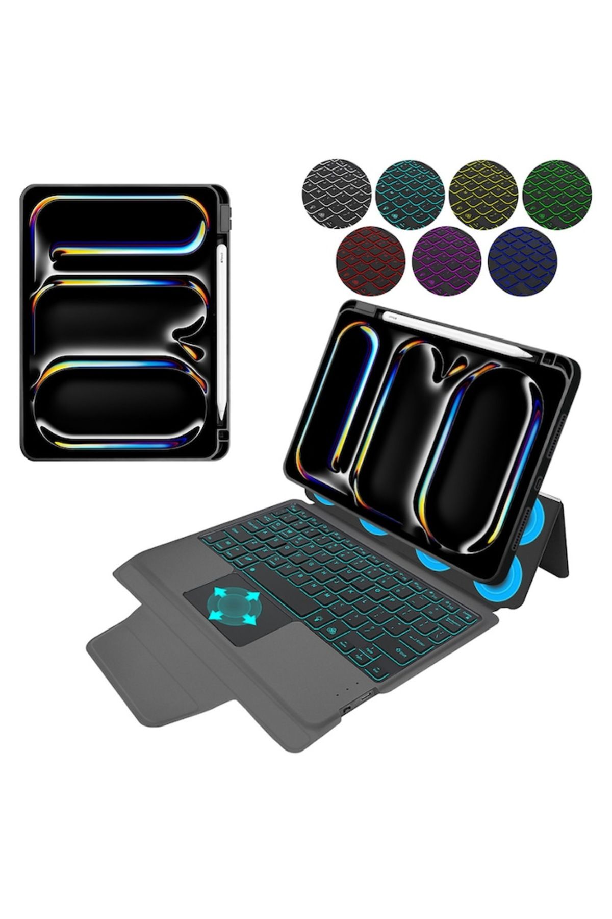 Terra-Smart Case with Keyboard for iPad Pro 11 2024 + screen protector, E5, Premium Lexgard, Pitch Black 2