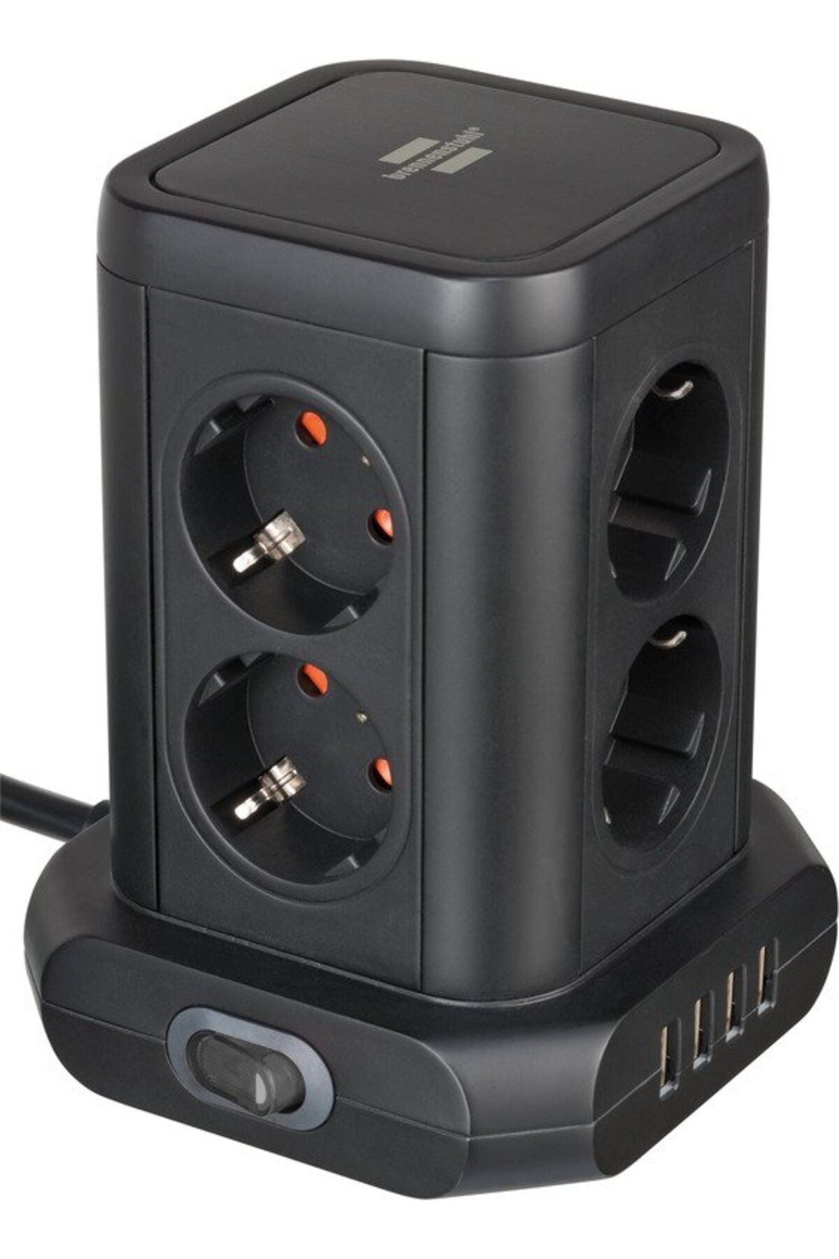 Brennenstuhl-Prelungitor tip turn Brennenstuhl, 8 prize, 4 USB, cablu 2m, pozitionare prize 45 1