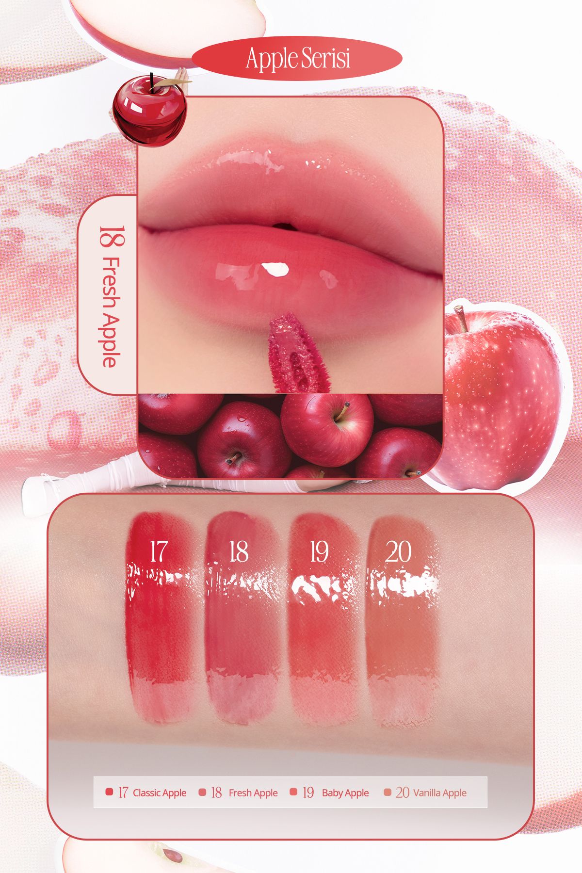 CLIO-Intense Shimmer Tint Without Sticky Feeling Crystal Glam Tint (18 Fresh Apple) Apple Series 7