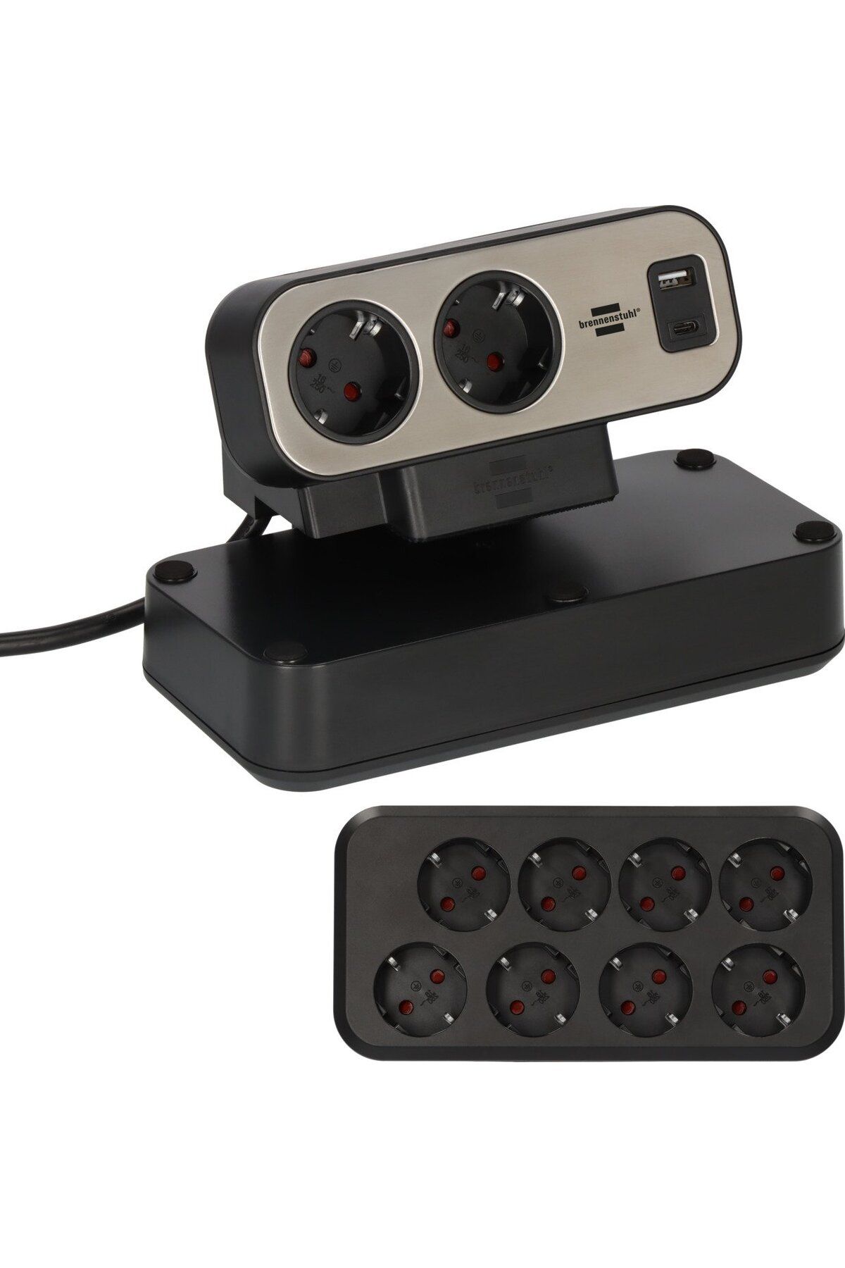 Brennenstuhl-Prelungitor pentru birou estilo Duplex Desktop, 10 prize, 1 USB, 1 USB-C 30W, 2m 1