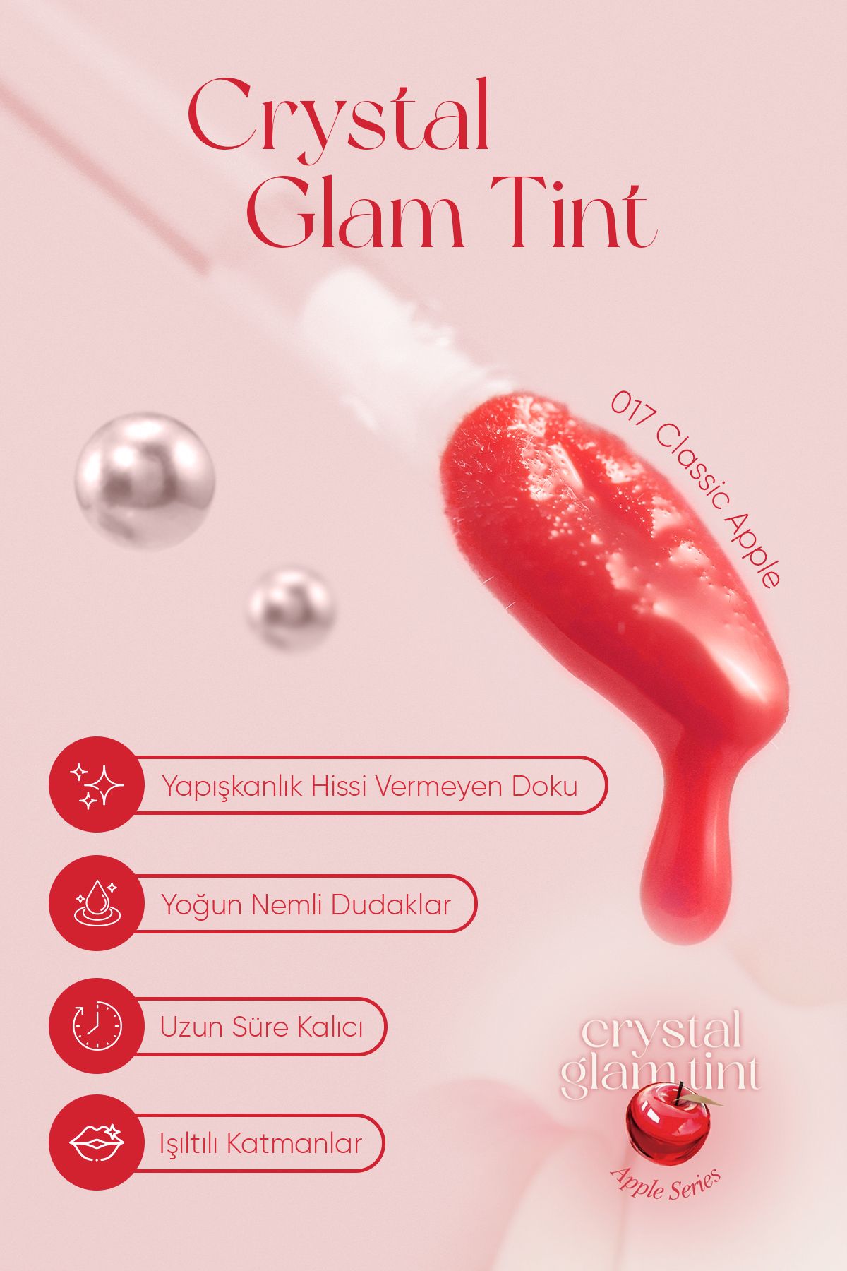 CLIO-Intense Shimmer Tint Without Sticky Feeling Crystal Glam Tint (17 Classic Apple) Appleseries 3