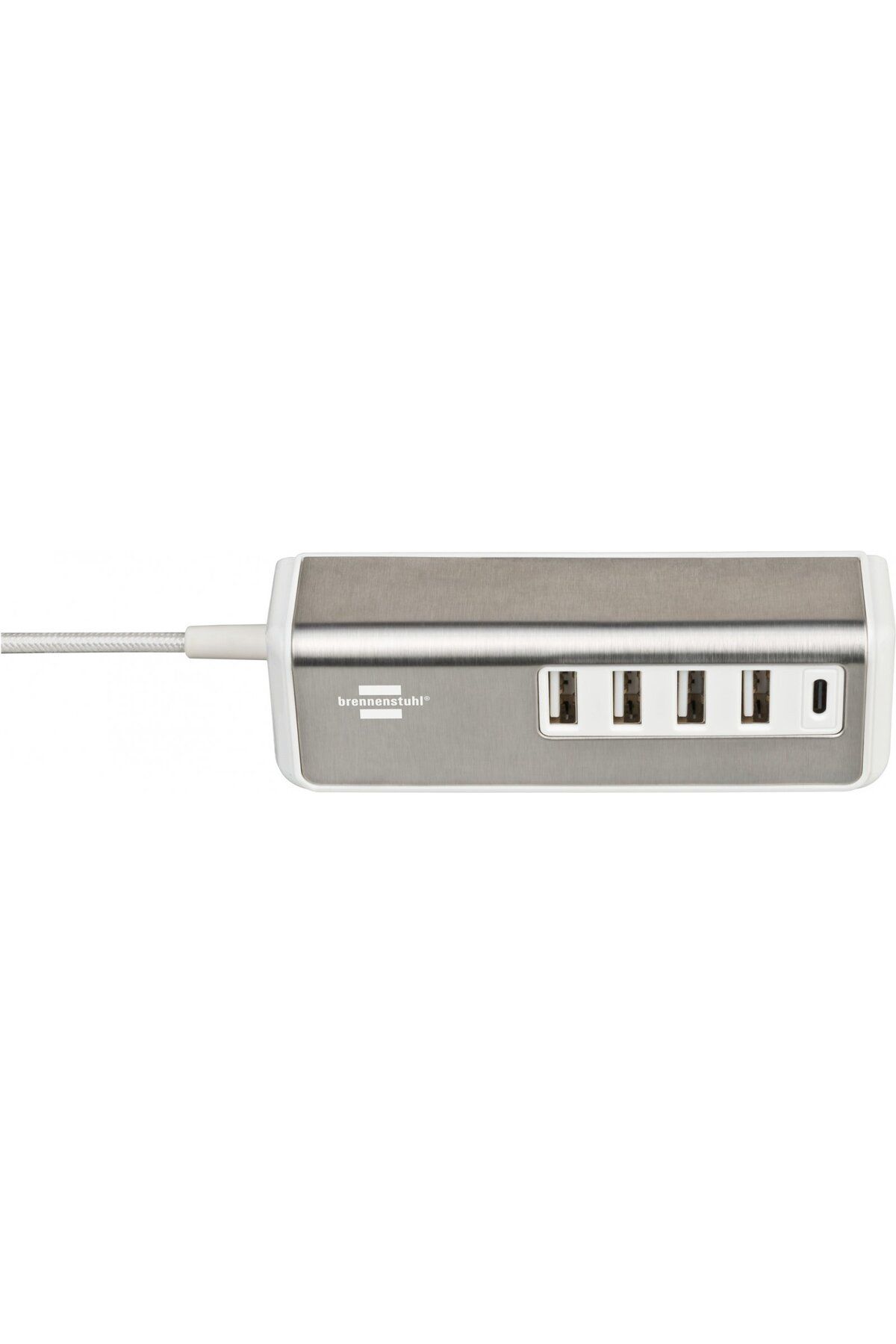 Brennenstuhl-Prelungitor Estilo 4x USB-A, 1x USB C, Inox, 4.2A, Argintiu-Alb 4