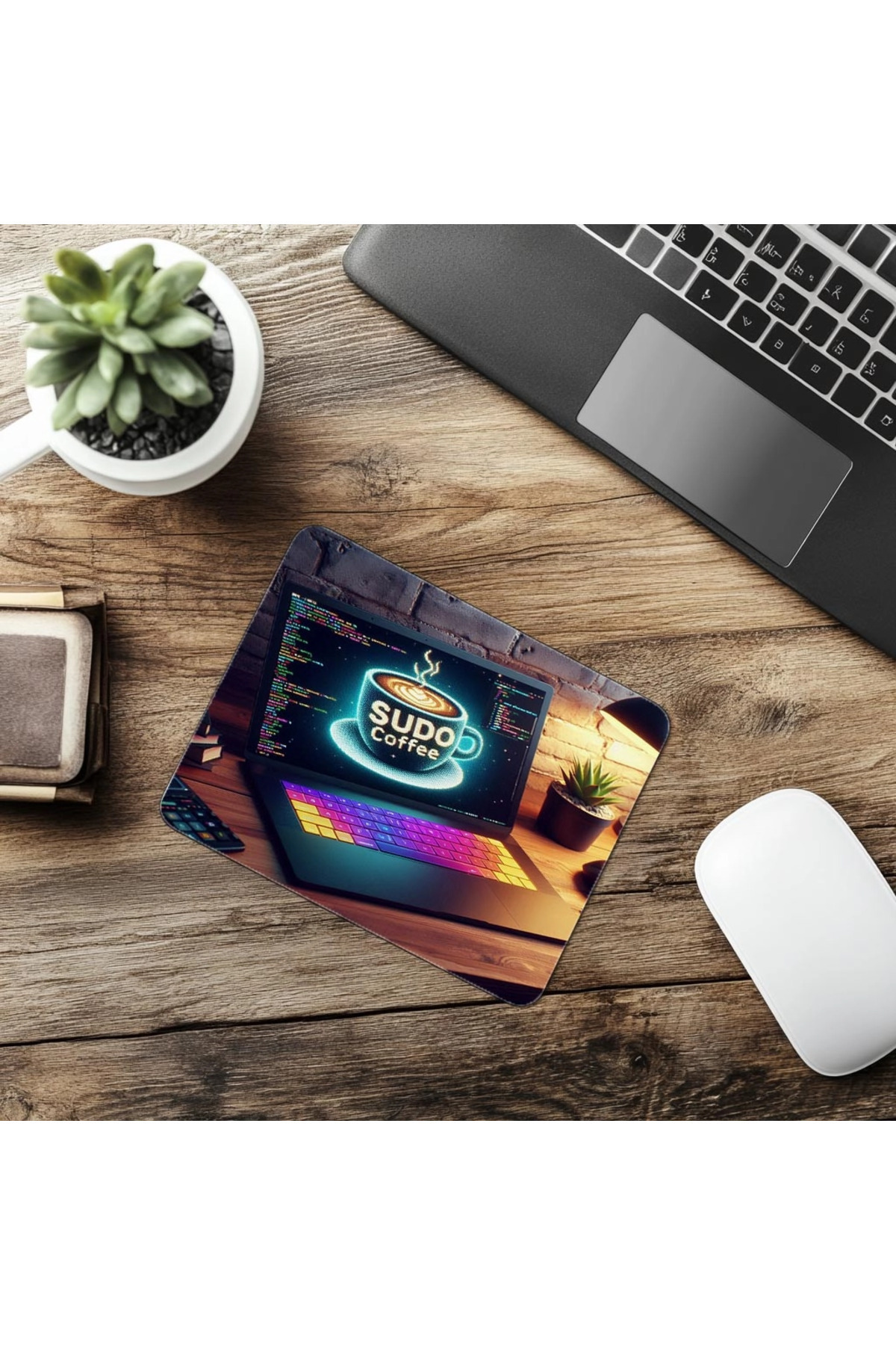 Luluyen-Sudo Coffee Written Neon Code Mousepad - 19X23 cm 2 mm Rectangle Imported Printed Mouse Pad 6