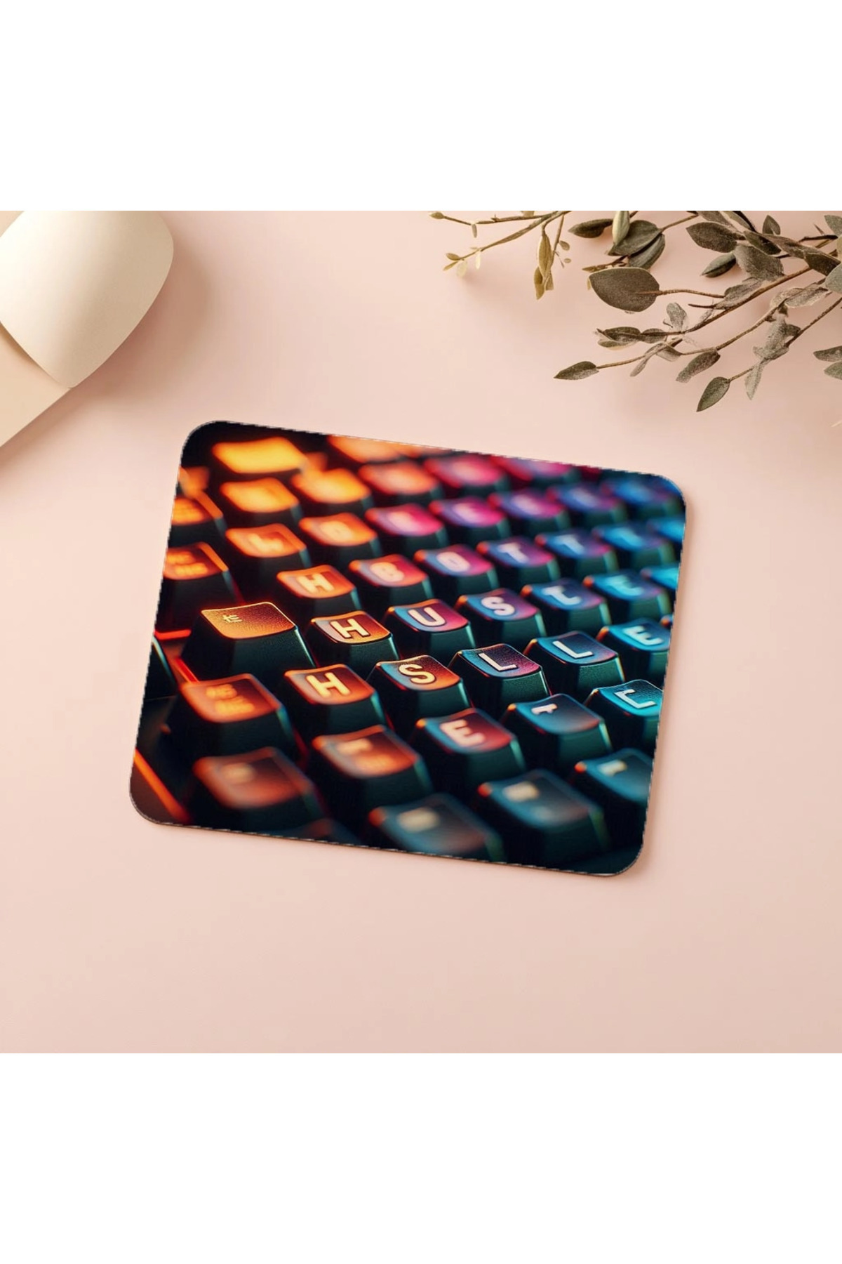 Luluyen-H-U-S-T-L-E Written Glossy Keys Mouse Pad - 19X23 cm 2 mm Rectangle Imported Printed Mouse Pad 5