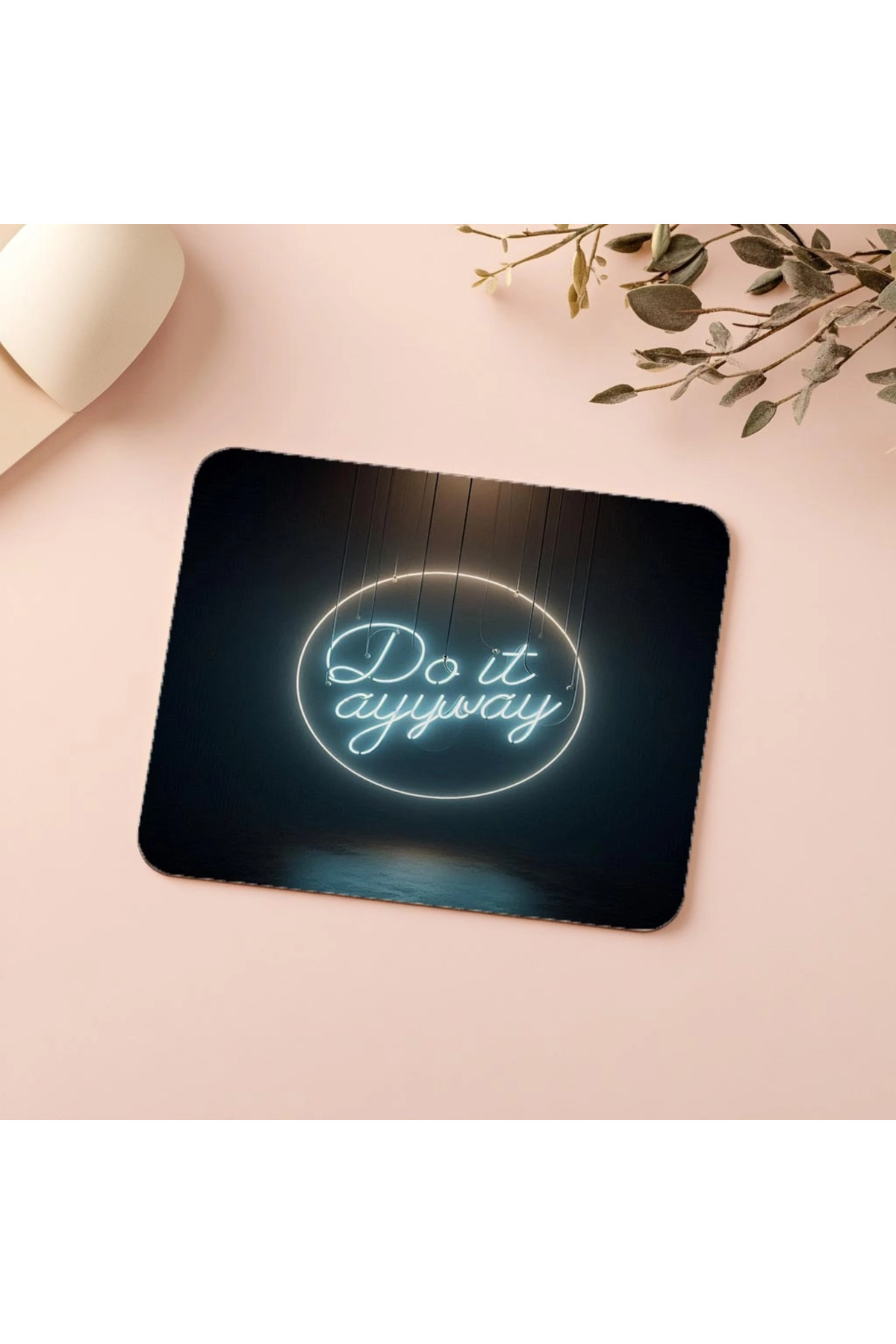 Luluyen-Neon Text Mousepad Hanging from Invisible Strap - 19X23 cm 2 mm Rectangular Imported Printed Mouse Pad 5