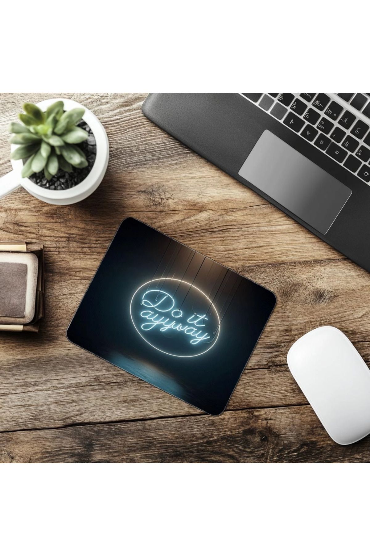 Luluyen-Neon Text Mousepad Hanging from Invisible Strap - 19X23 cm 2 mm Rectangular Imported Printed Mouse Pad 6