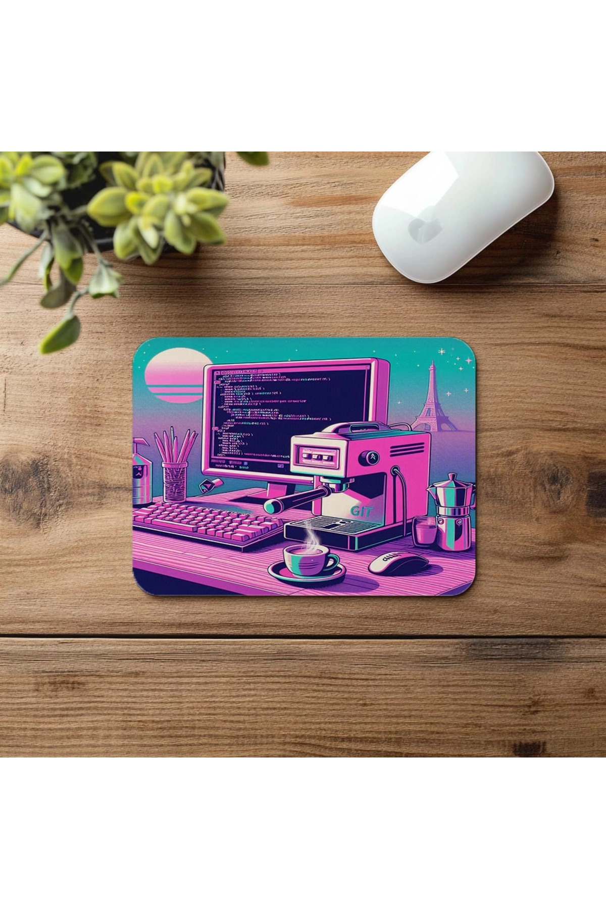 Luluyen-Git Branch Projection Mousepad – Espresso Front - 19X23 cm 2 mm Rectangle Imported Printed Mouse Pad 4