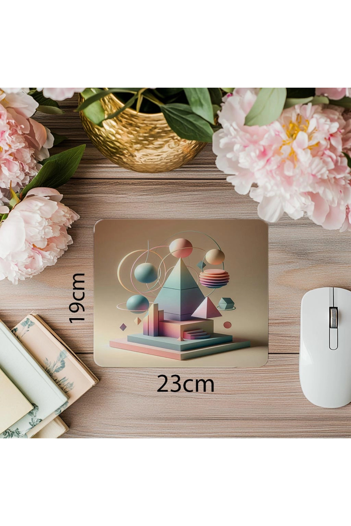 Luluyen-Modern Mousepad with Pyramid and Circle Mix - 19X23 cm 2 mm Rectangle Imported Printed Mouse Pad 1