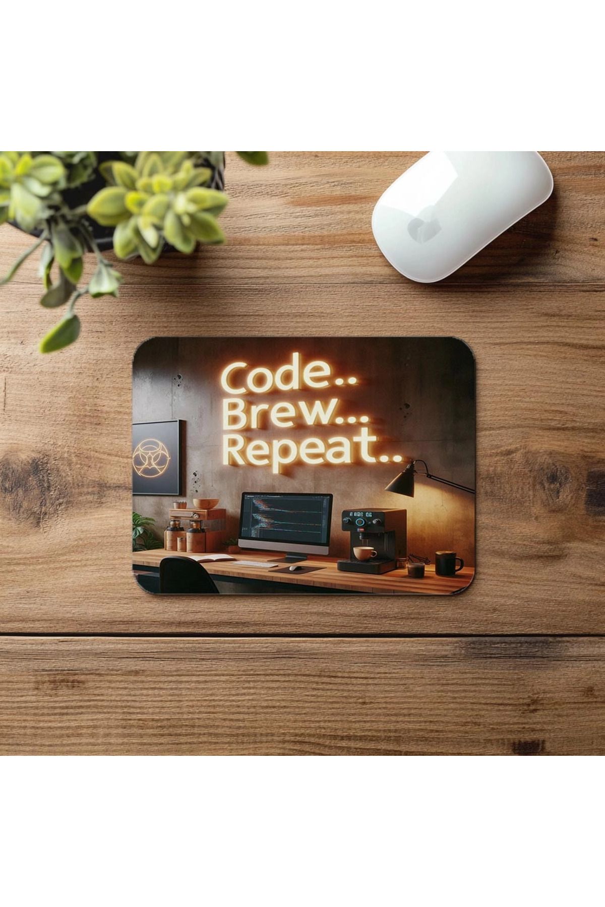Luluyen-Mousepad scris Code Brew Repeat – Montat pe perete – 19x23 cm 2 mm Mouse Pad dreptunghiular imprimat importat 4