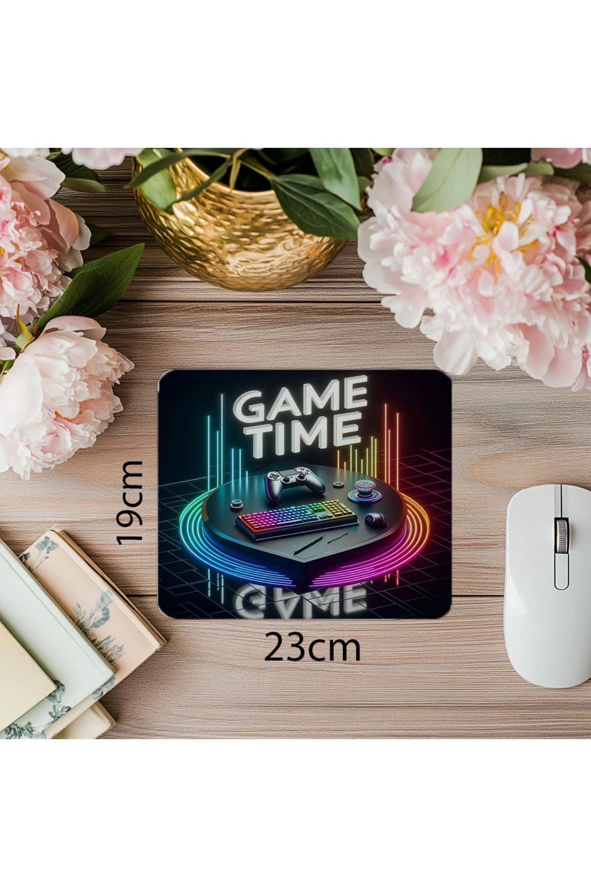 Luluyen-Mousepad RGB minimal scris Game Time - 19x23 cm 2 mm dreptunghiular importat imprimat mouse pad 1