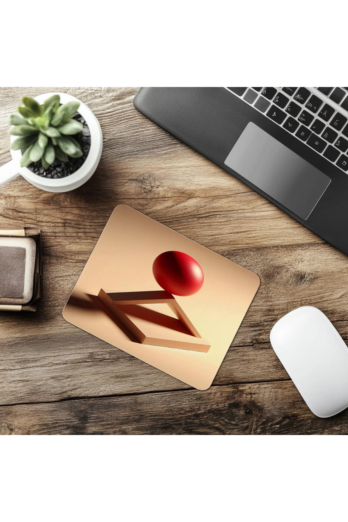 Luluyen-Red Globe Mousepad Standing in Balance - 19X23 cm 2 mm Rectangular Imported Printed Mouse Pad 6