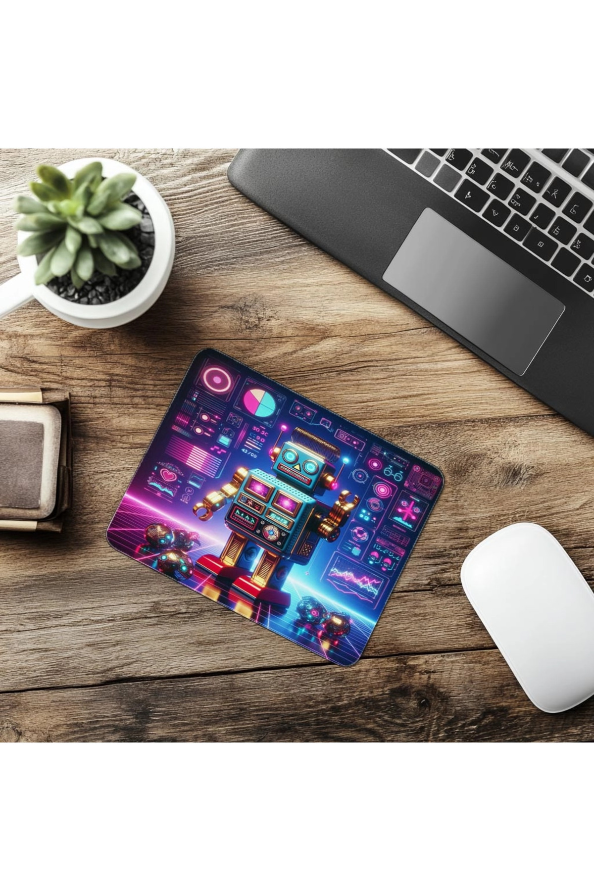 Luluyen-Nostalgic Robot Mouse Pad with Circuit Effect - 19X23 cm 2 mm Rectangle Imported Printed Mouse Pad 6