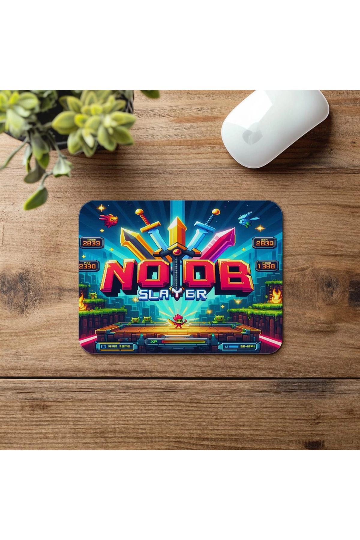 Luluyen-Mousepad cu tematică Pixel scrisă Noob Slayer - 19x23 cm 2 mm dreptunghiulară importată imprimată mouse pad 4