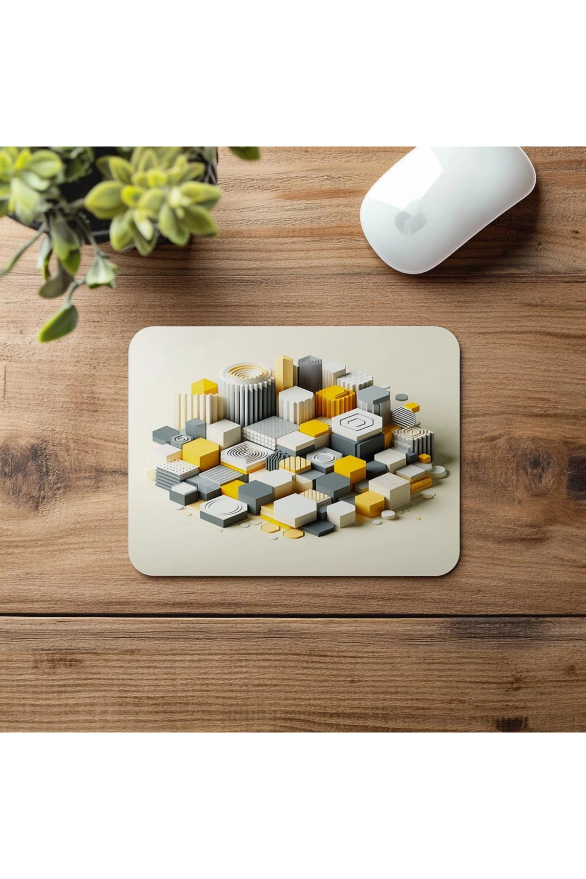 Luluyen-Modern Design Mousepad with 3D Hexagon Block - 19X23 cm 2 mm Rectangle Imported Printed Mouse Pad 4