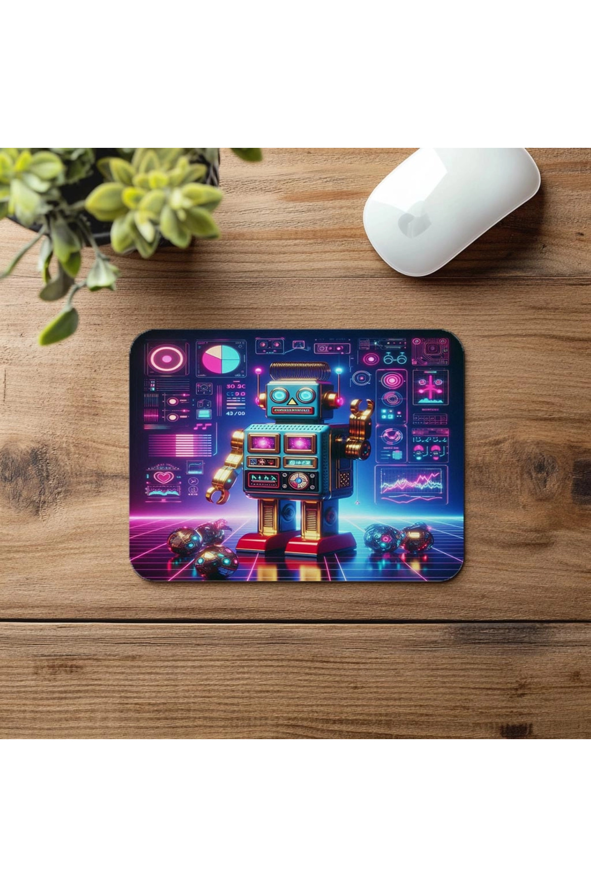 Luluyen-Nostalgic Robot Mouse Pad with Circuit Effect - 19X23 cm 2 mm Rectangle Imported Printed Mouse Pad 4
