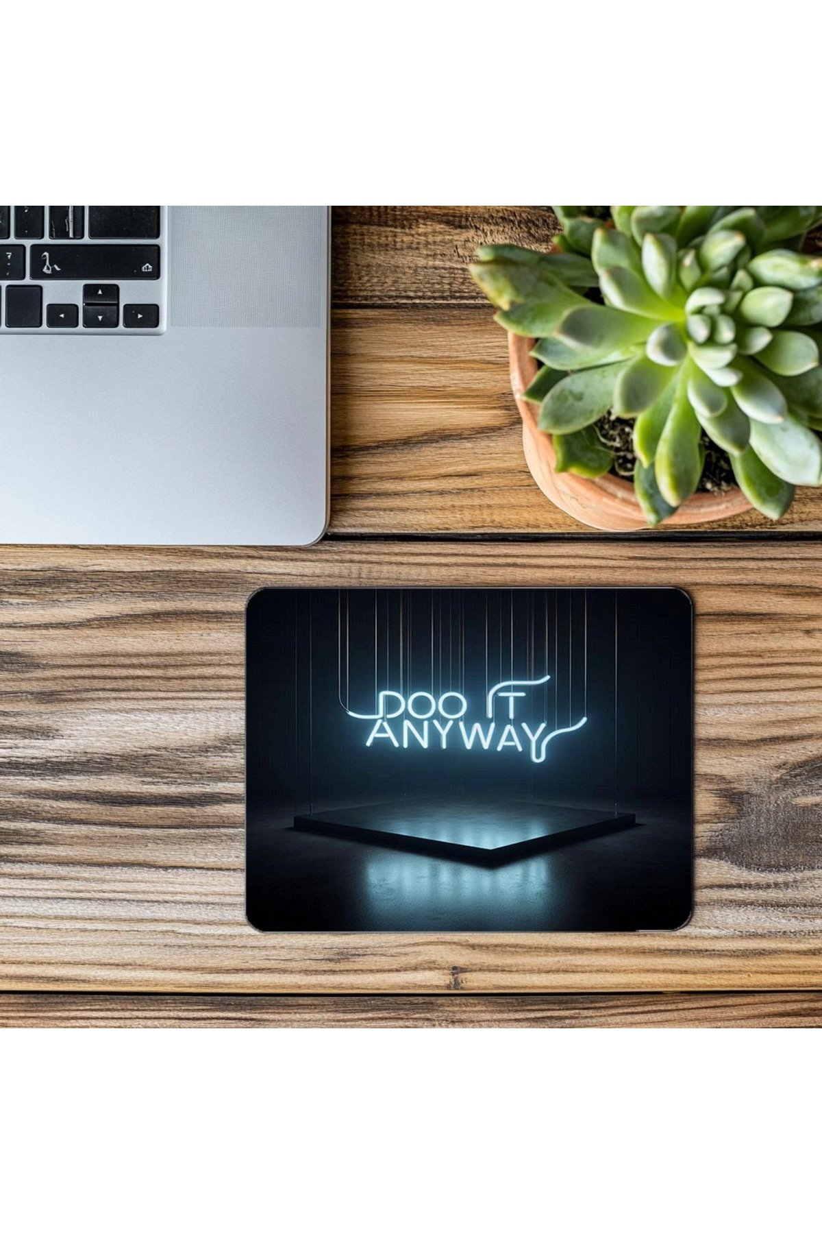 Luluyen-Courage Mouse Pad with Minimal Dark Background - 19X23 cm 2 mm Rectangle Imported Printed Mouse Pad 3