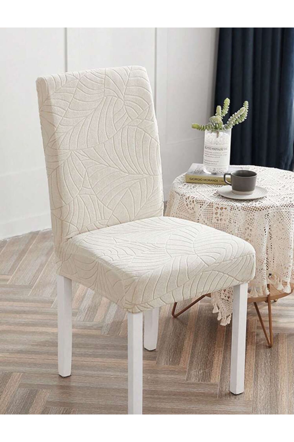 uzhanem-husa scaun cu model frunze husa scaun elastica 1buc 1