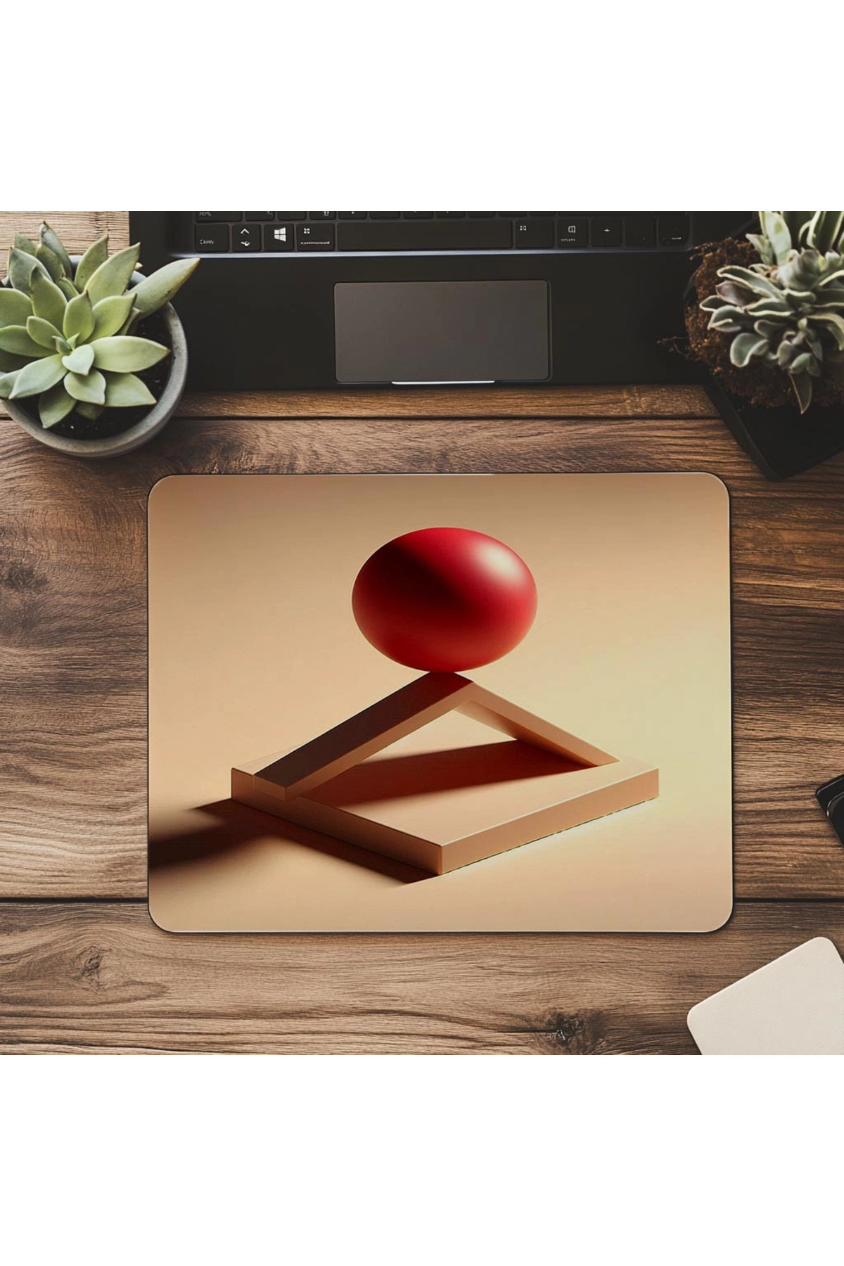 Luluyen-Red Globe Mousepad Standing in Balance - 19X23 cm 2 mm Rectangular Imported Printed Mouse Pad 7