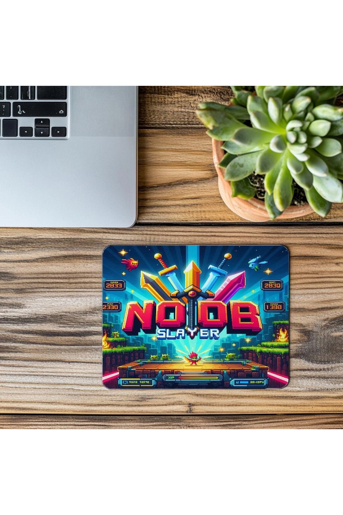 Luluyen-Mousepad cu tematică Pixel scrisă Noob Slayer - 19x23 cm 2 mm dreptunghiulară importată imprimată mouse pad 3