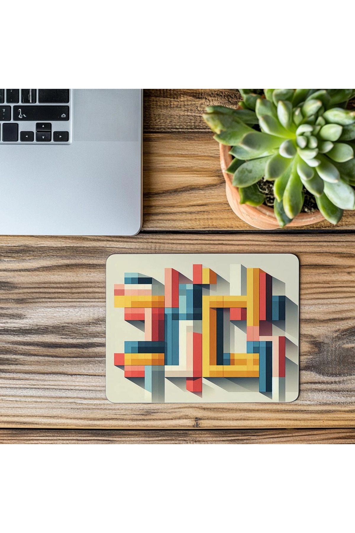 Luluyen-Right Angle Geometric Block Design Mousepad - 19X23 cm 2 mm Rectangle Imported Printed Mouse Pad 3