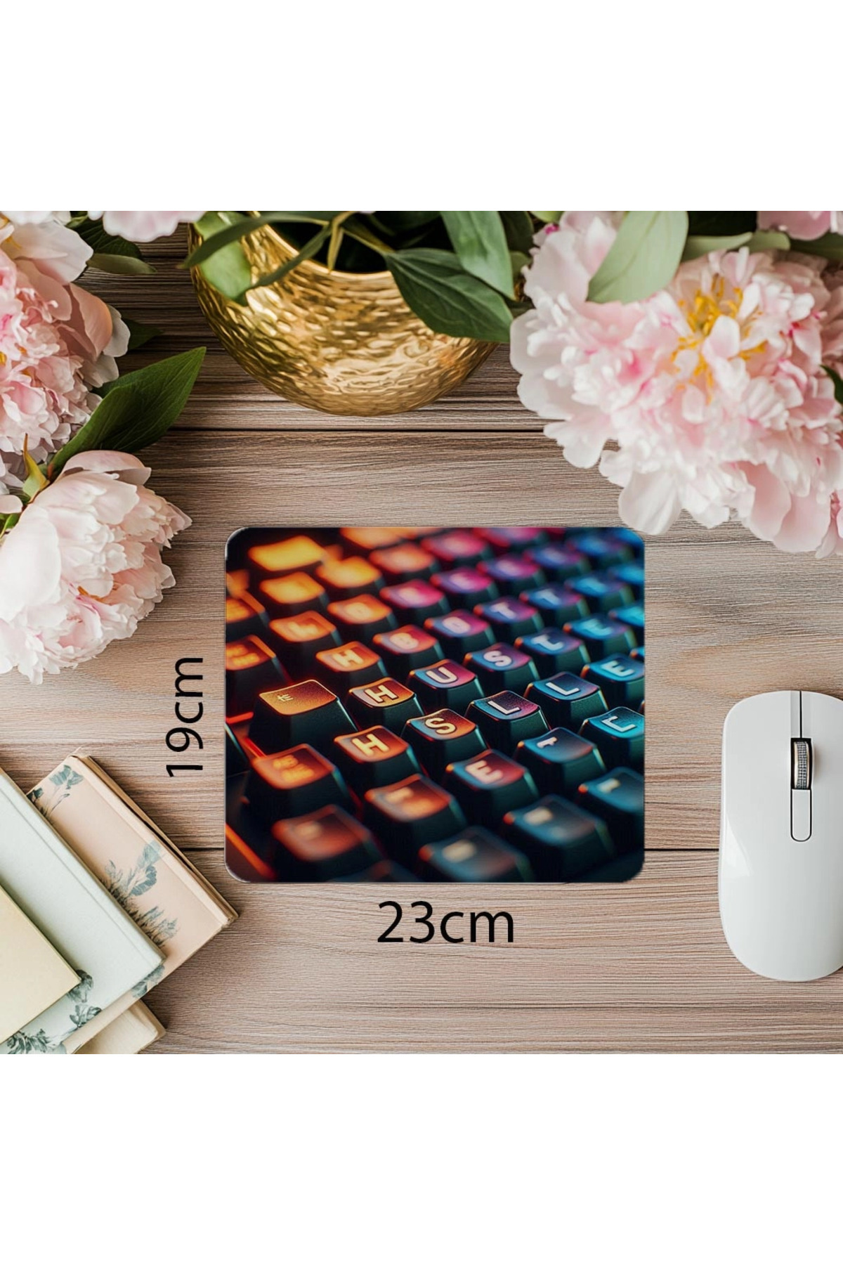 Luluyen-H-U-S-T-L-E Written Glossy Keys Mouse Pad - 19X23 cm 2 mm Rectangle Imported Printed Mouse Pad 1