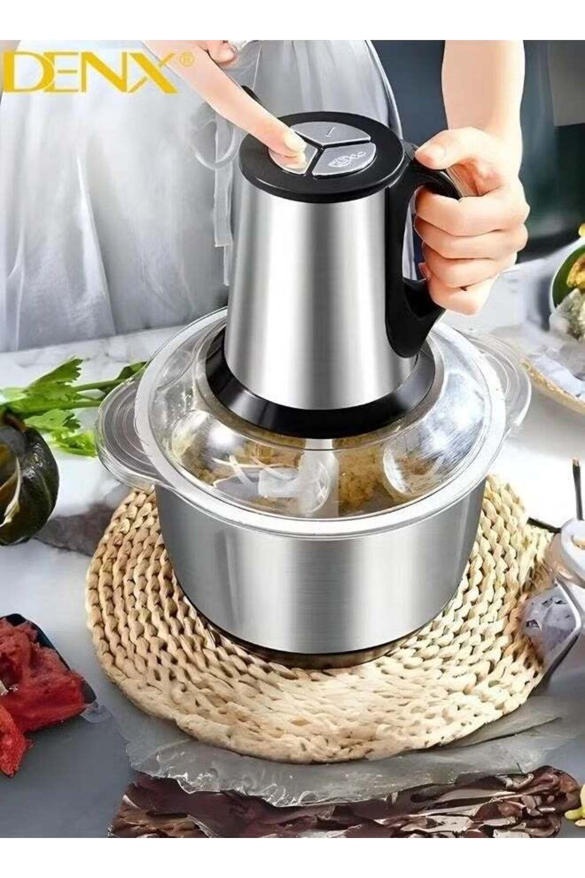 مفرمة لحم كهربائية مع وعاء من الفولاذ المقاوم للصد...