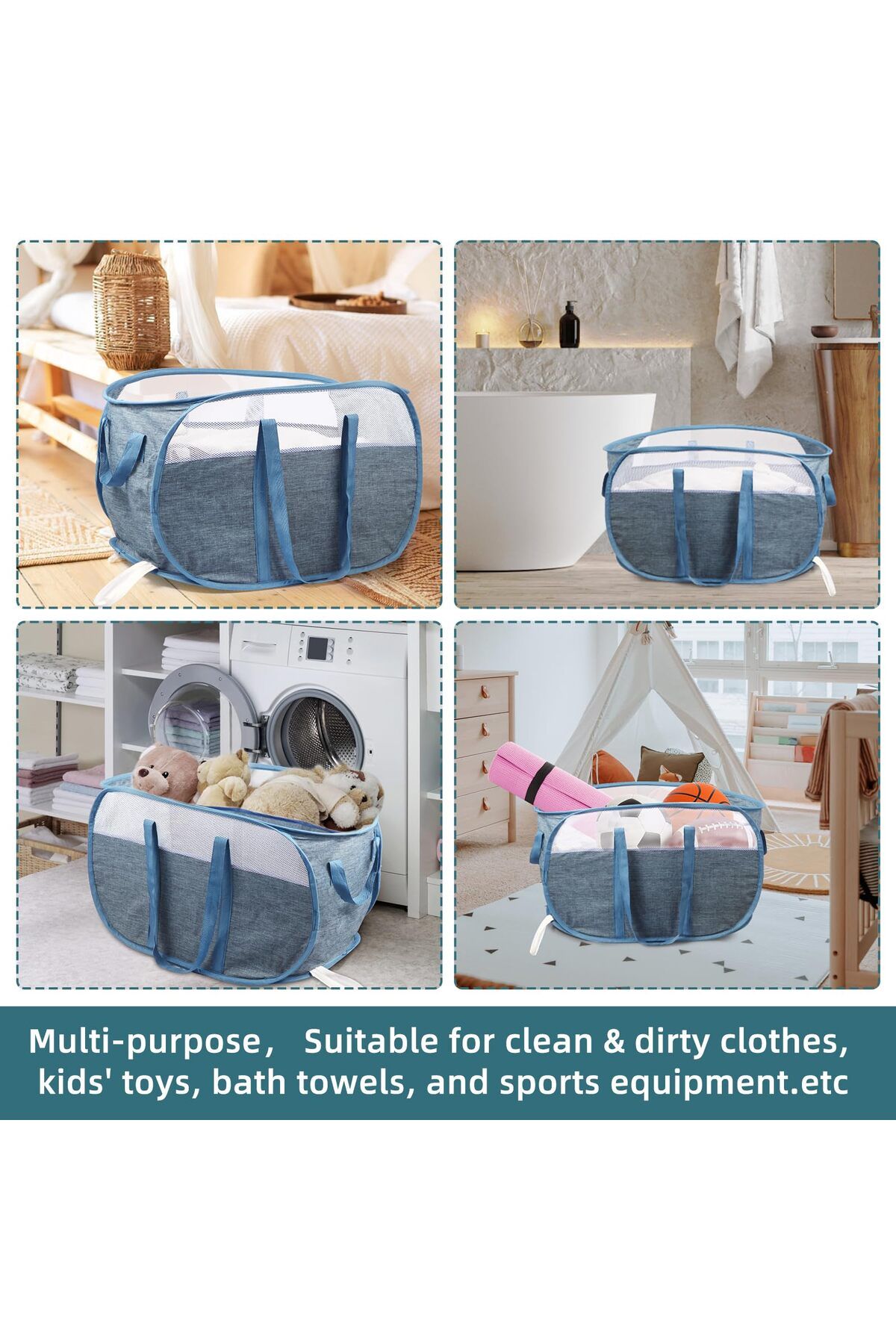 COOYA-Collapsible Laundry Basket,Pop Up Laundry Hamper with Dual Handles,Durable Foldable Laundry Basket 8