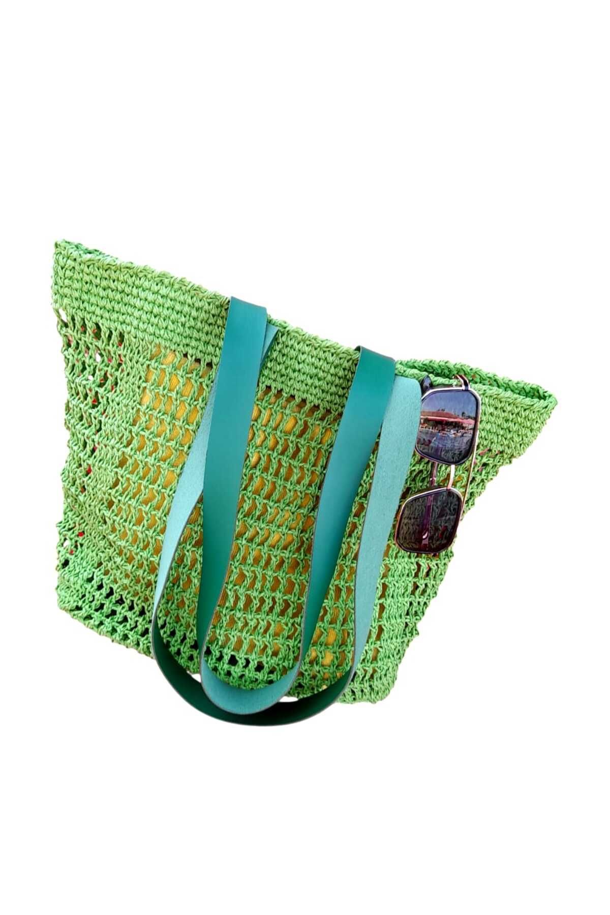 bi ters bi düz-Elörgüsü Leather Detailled Net Bag 3