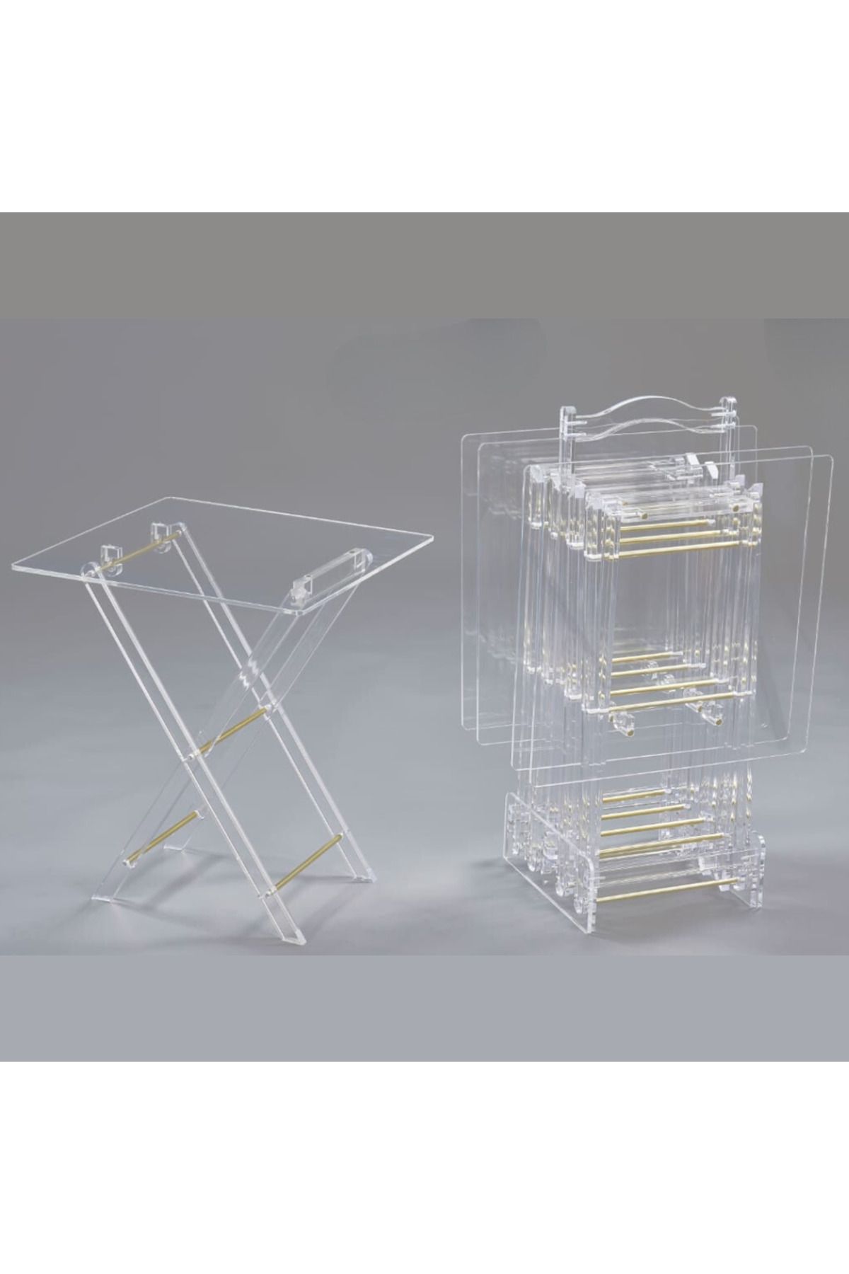 Al Saada Home-طقم طاولة قهوة أكريليك متداخلة، 4 قطع، أسود مع حامل 3