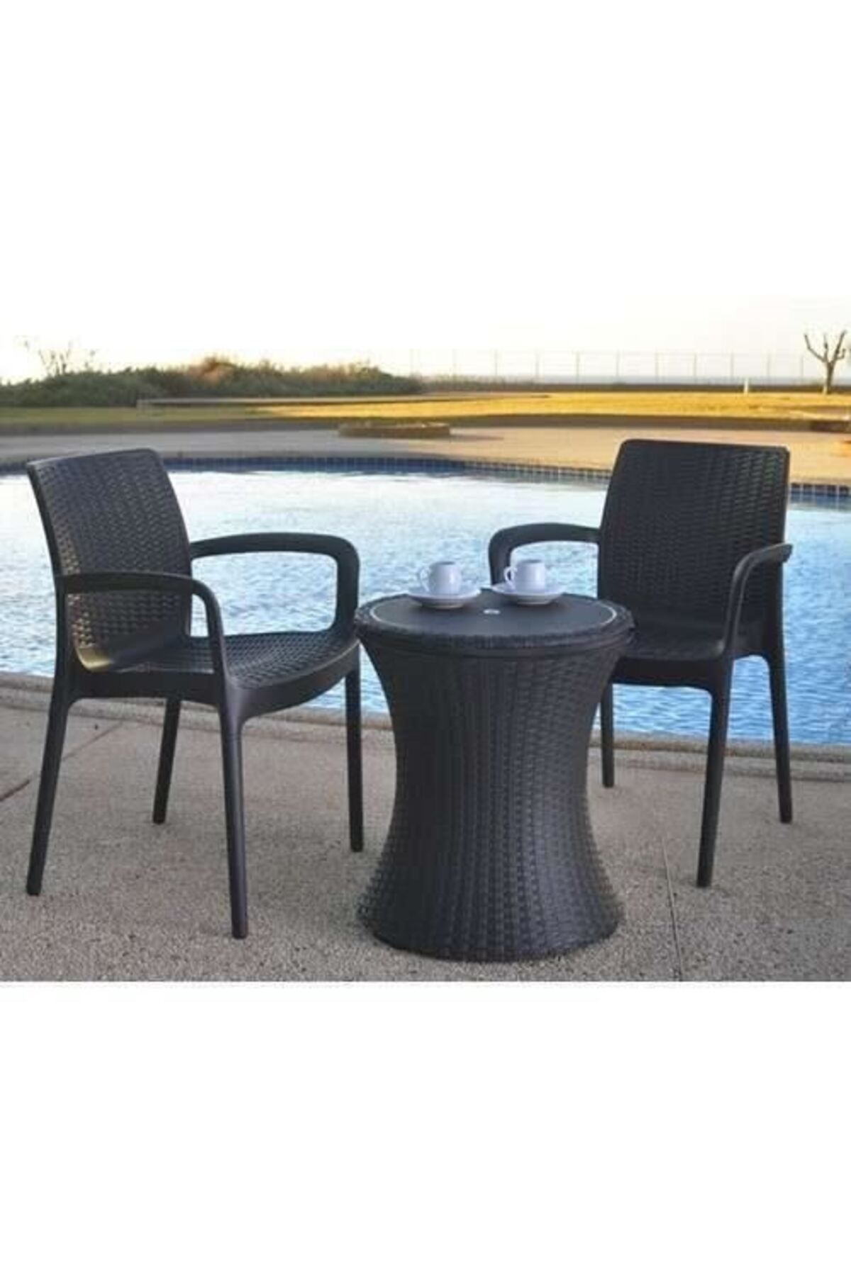 Strend Pro-Masa/bar, synthetic rattan, adjustable height, ice container, brown, 4957/82 cm 5