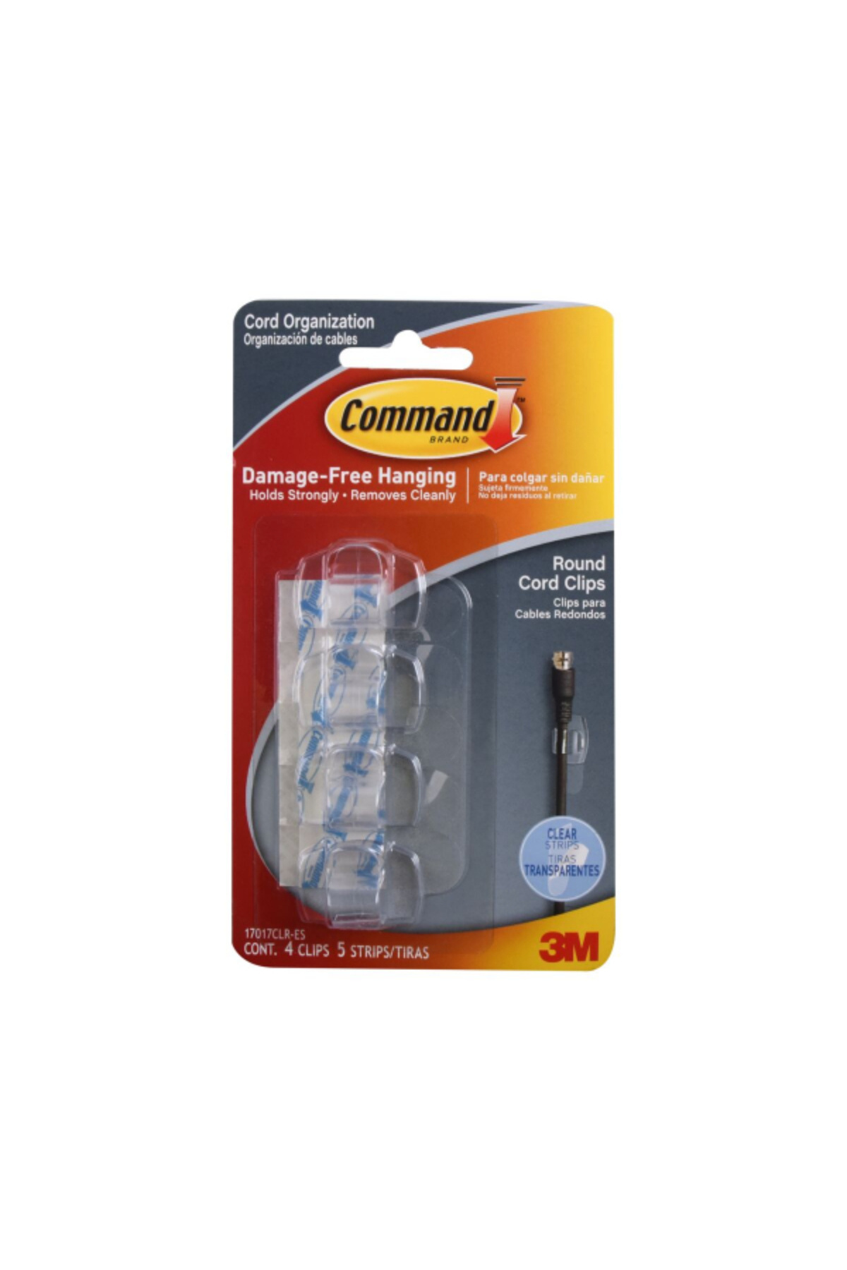3M-Command 4-Piece Round Cord Clips with 5 Strips Small 1