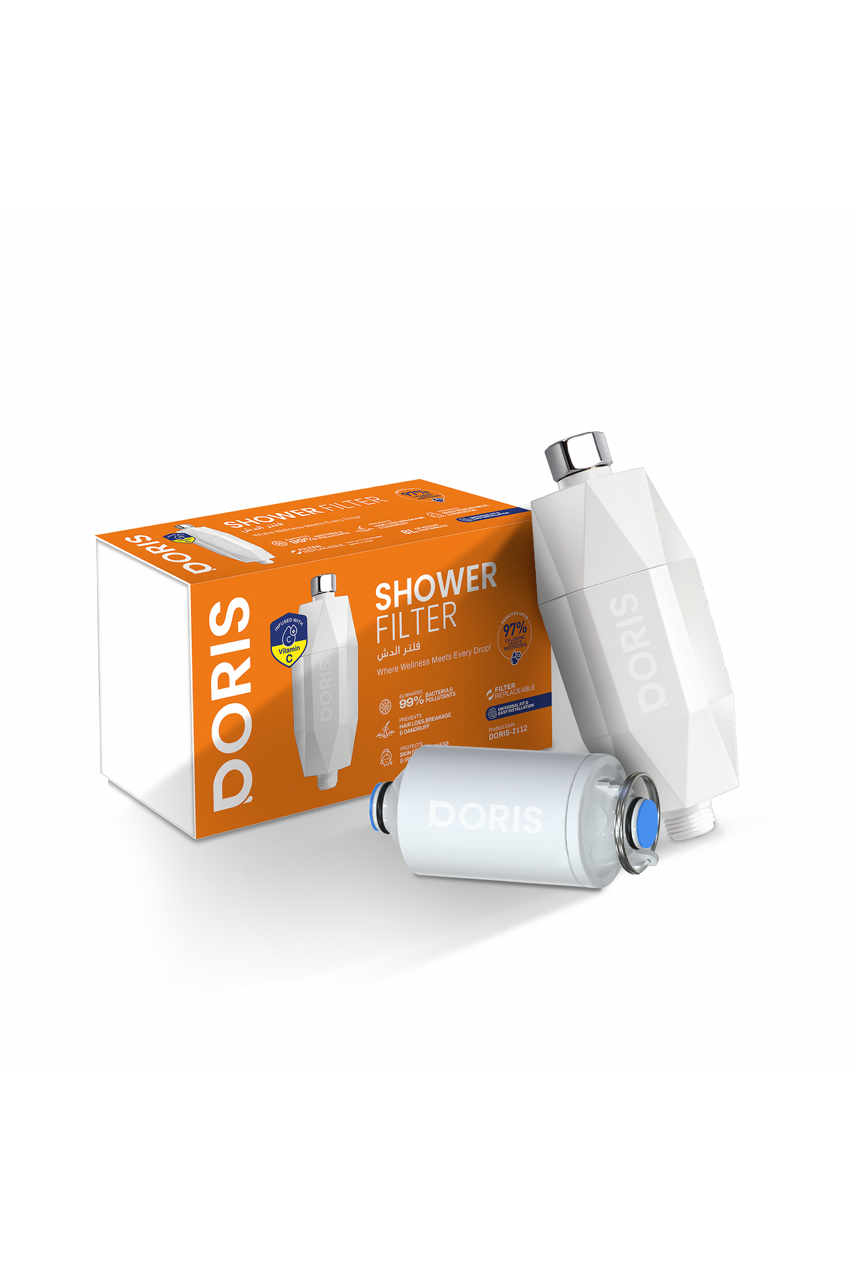 Doris Shower Filter With Vitamin C–Removes Chlorine, Softens Water, Protects Skin &reduces Hair Loss