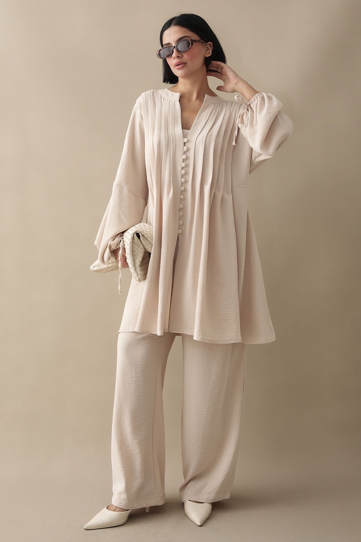 InStyle-Ribbed Handle Drawstring Beige Ayrobin Set 3