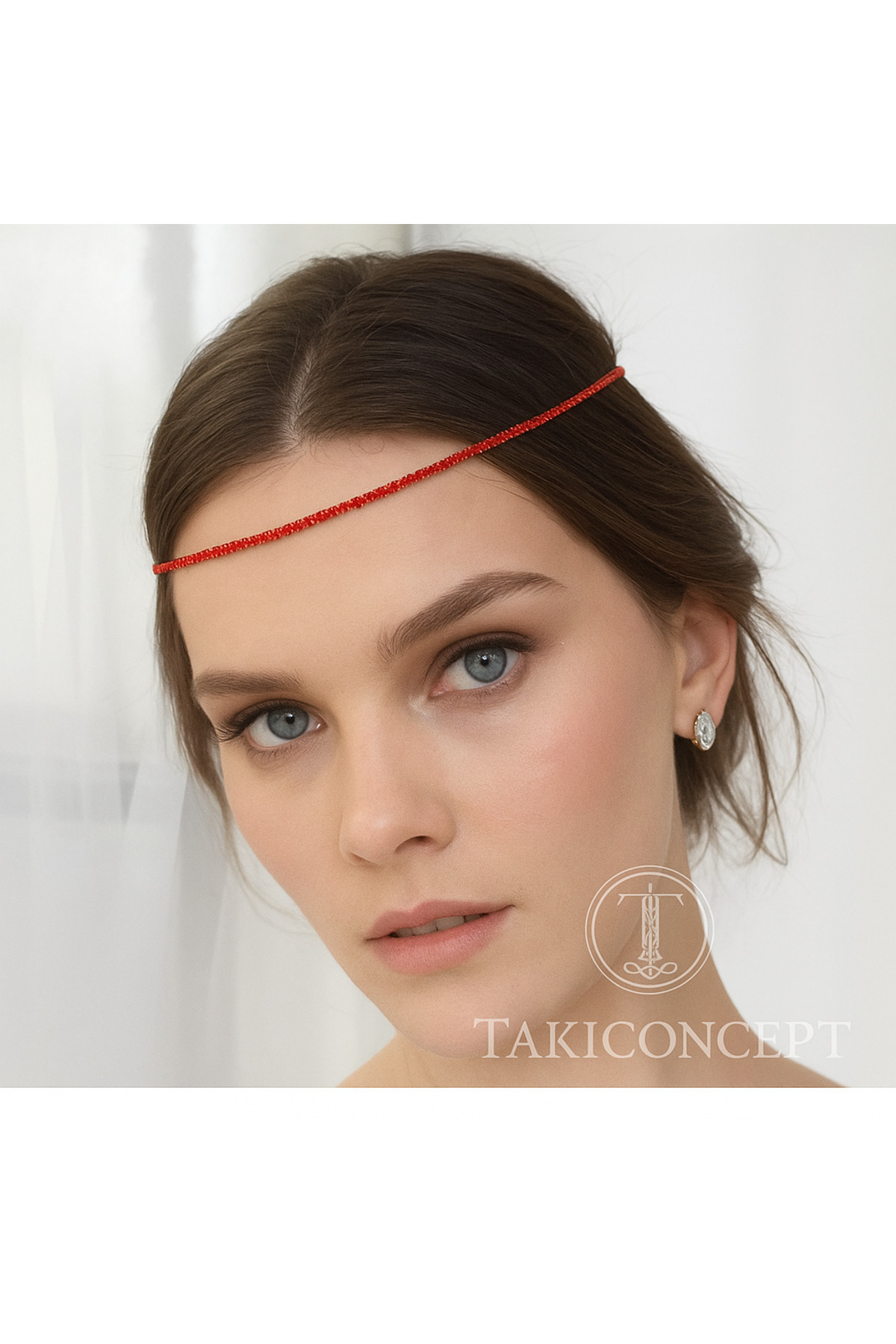 TakıConcept Taşlı Şerit Kadın Saç Zinciri, Saç Aksesuarı, Gelin