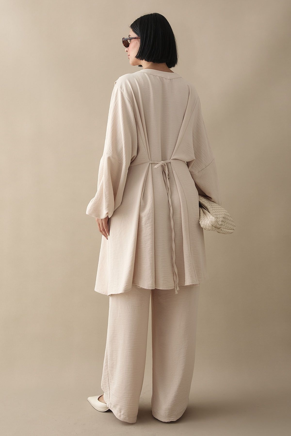 InStyle-Ribbed Handle Drawstring Beige Ayrobin Set 6