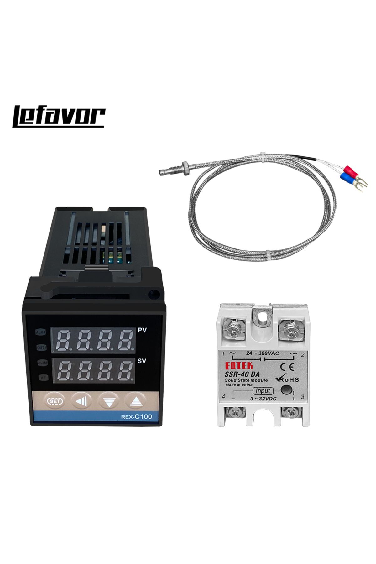 Choice-مجموعة C100 وحدة تحكم في درجة الحرارة الرقمية REX-C100 PID منظم حرارة مخرج SSR بحد أقصى 40 أمبير مرحل SSR K Therm 1