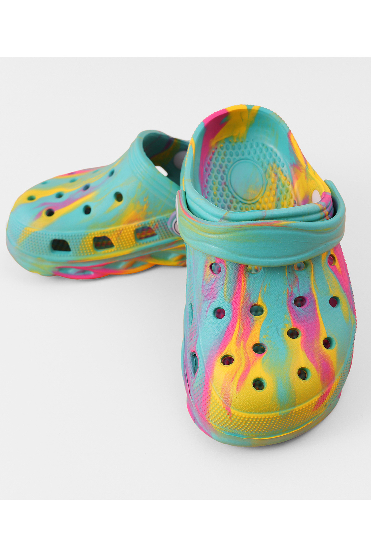 SAPS-Marble Pattern Back Strap Closure Clogs - Multicolor 2