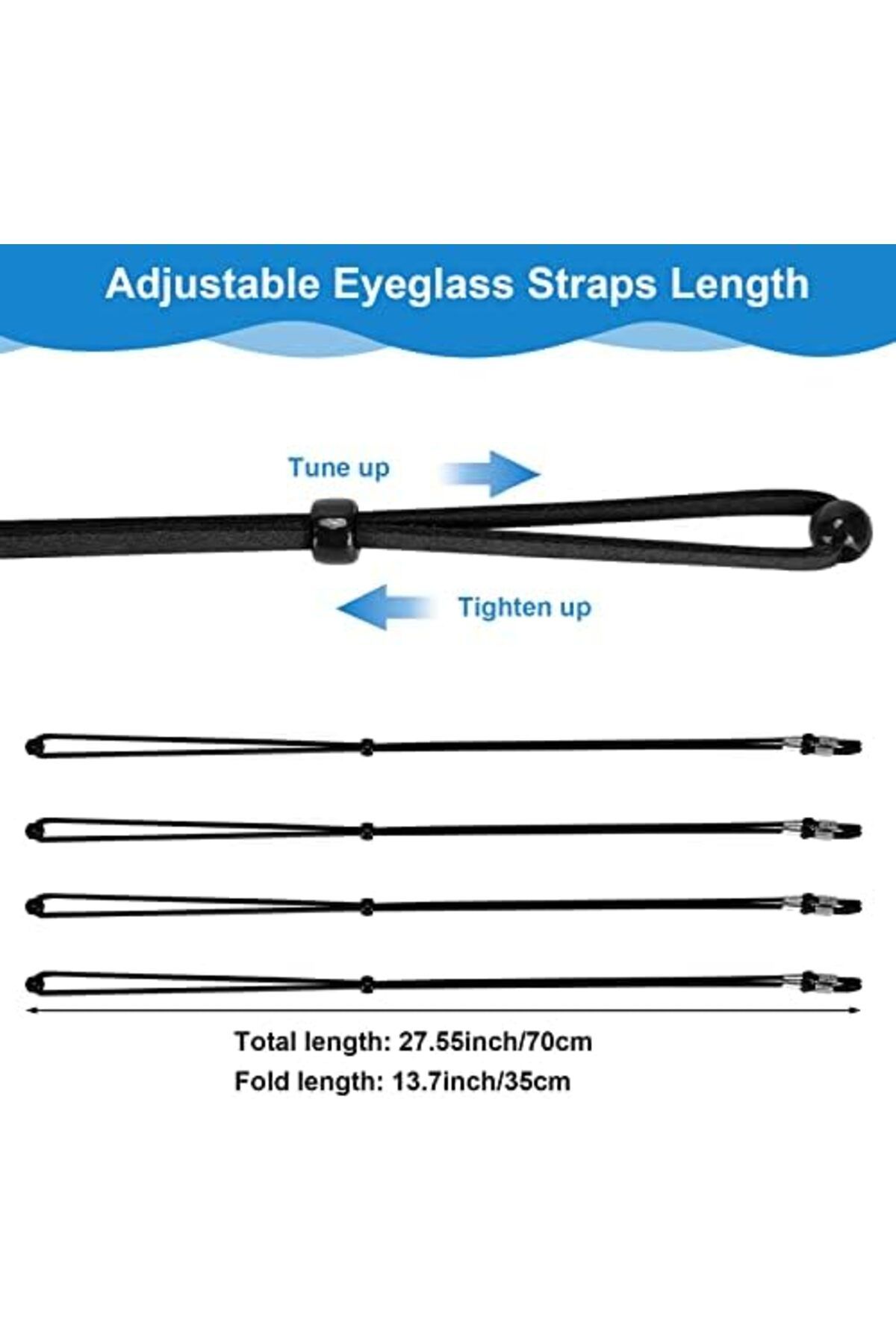 CHT-Eyeglass Straps Chain, 4pcs Eyeglass Straps Cord, Glasses Cord Lanyard Non-Slip Spectacles Cord Reta 4
