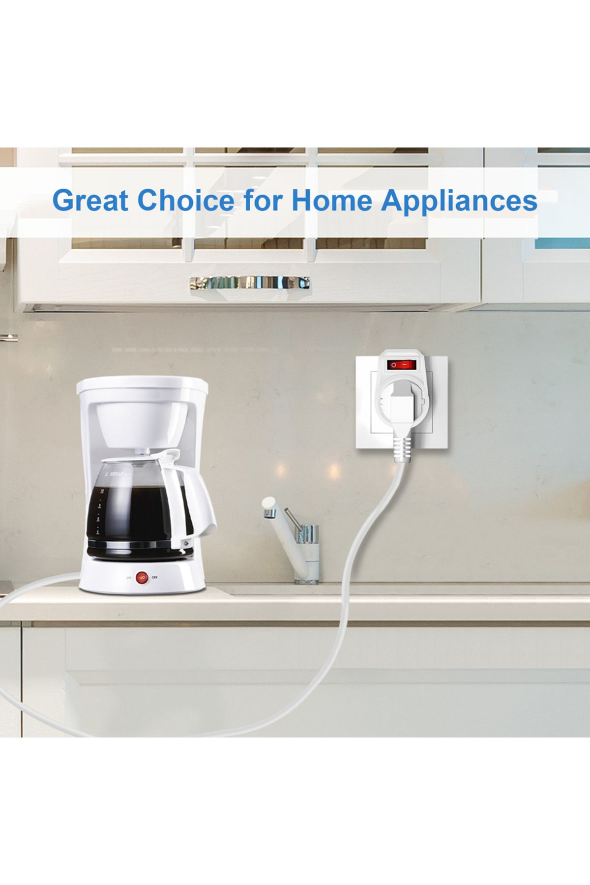 Choice-250V EU 1 WHITE A Set of 3 Sockets with Safety Contact, Socket Adapter, Middle Socket with Switch, S 5