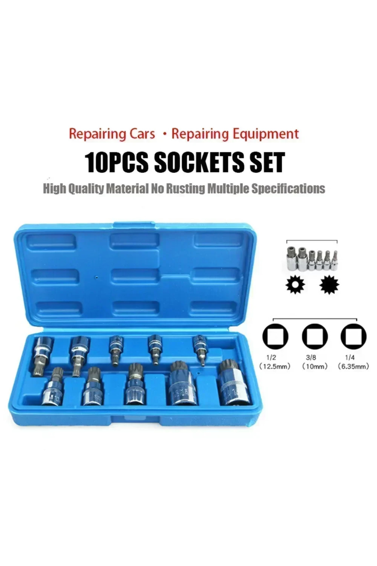 Choice-Blue 10 Pcs XZN 12 Point Triple Square Spline Bit Socket Set High Quality Professional Tamper Proof 1