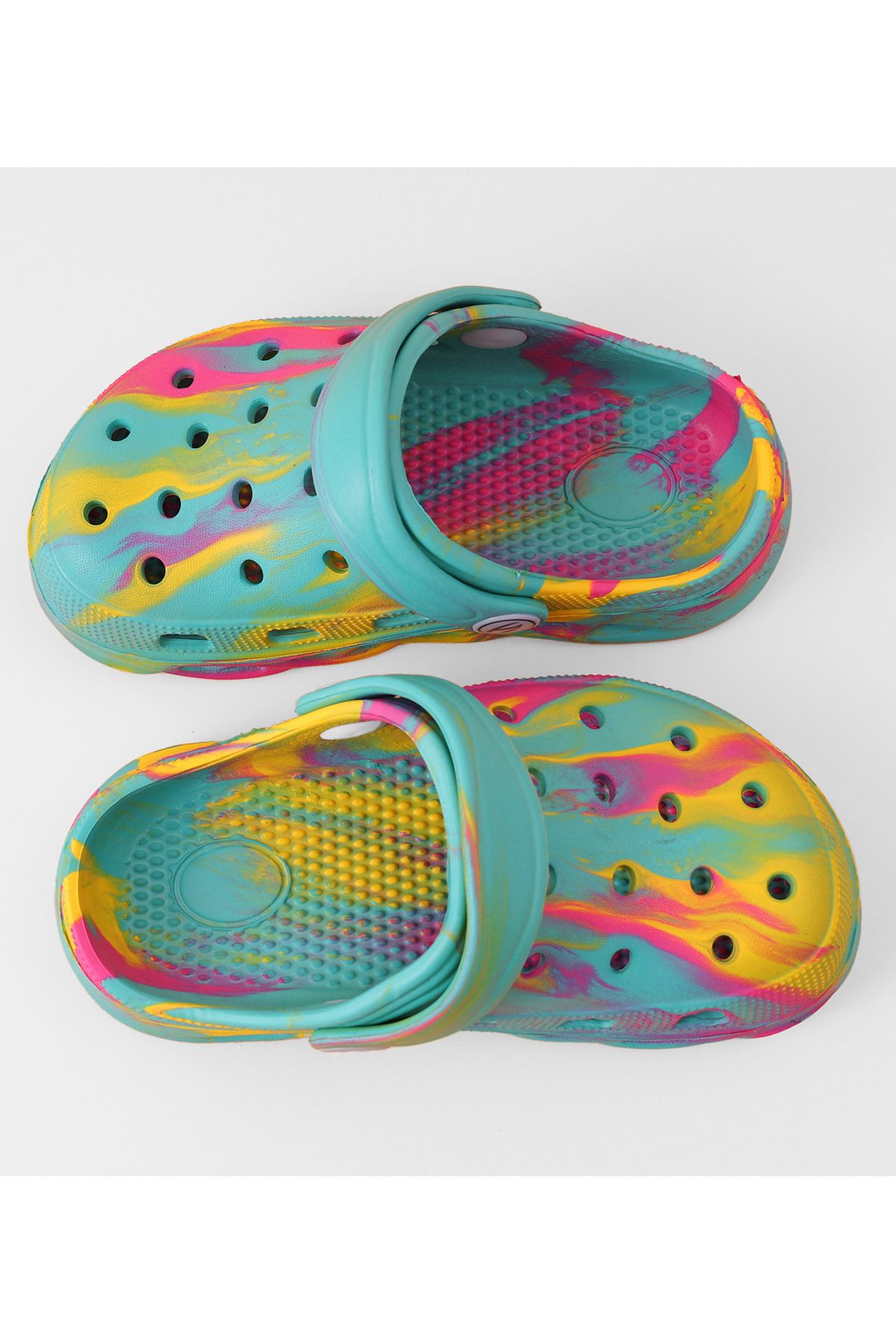 SAPS-Marble Pattern Back Strap Closure Clogs - Multicolor 4