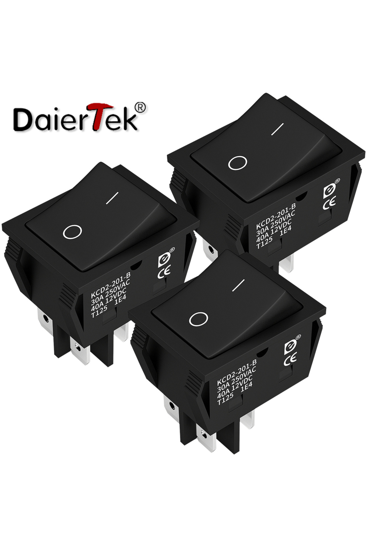 Choice-DaierTek 3PCS Rocker Switch DPST 40A 12VDC 4 Pin 2 Position Switch ON Off Toggle Switch 30A 250VA... 1